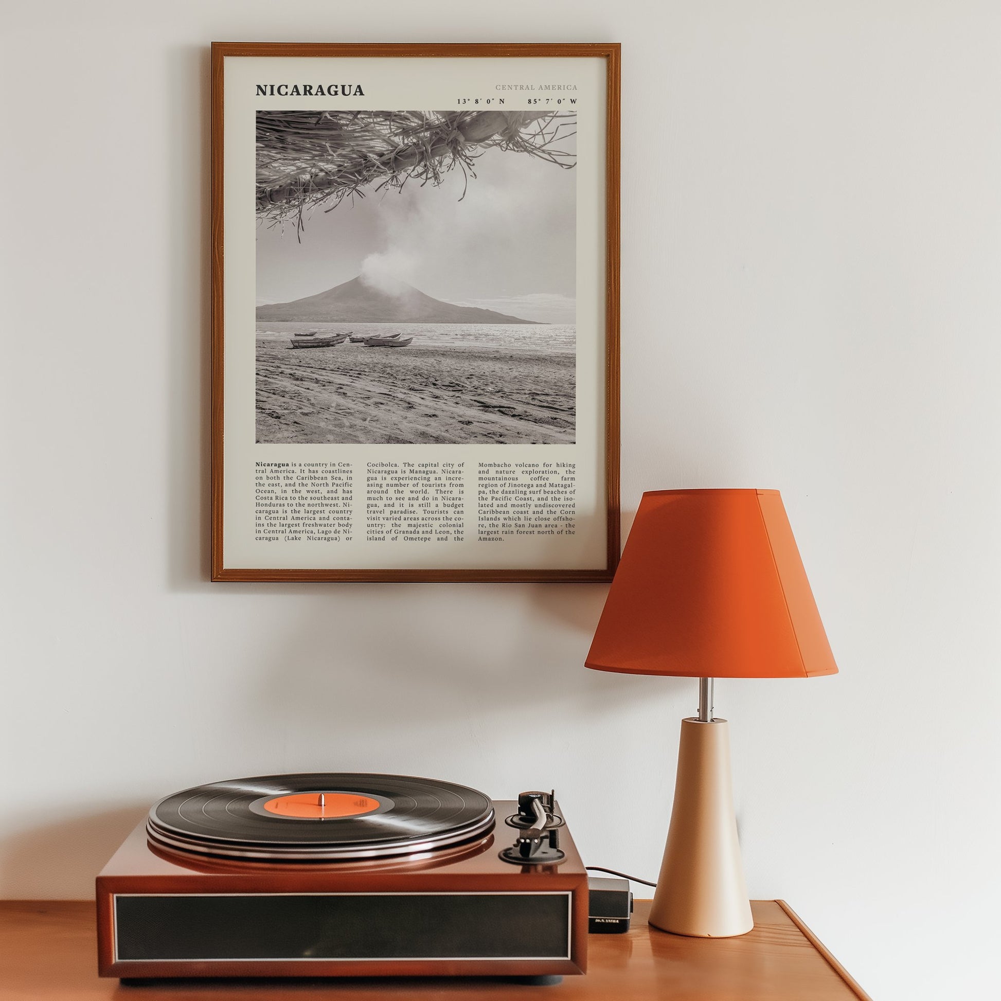 Nicaragua Poster | Black & White Volcano Wall Art | Central America Travel Print - Evergreen Posters