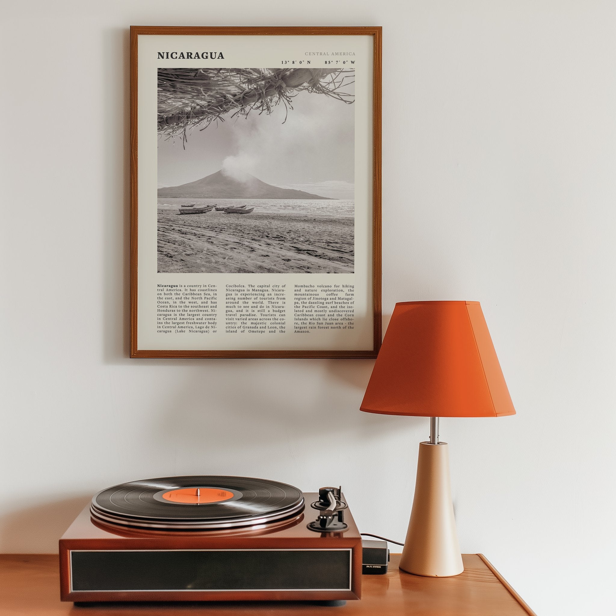 Nicaragua Poster | Black & White Volcano Wall Art | Central America Travel Print - Evergreen Posters
