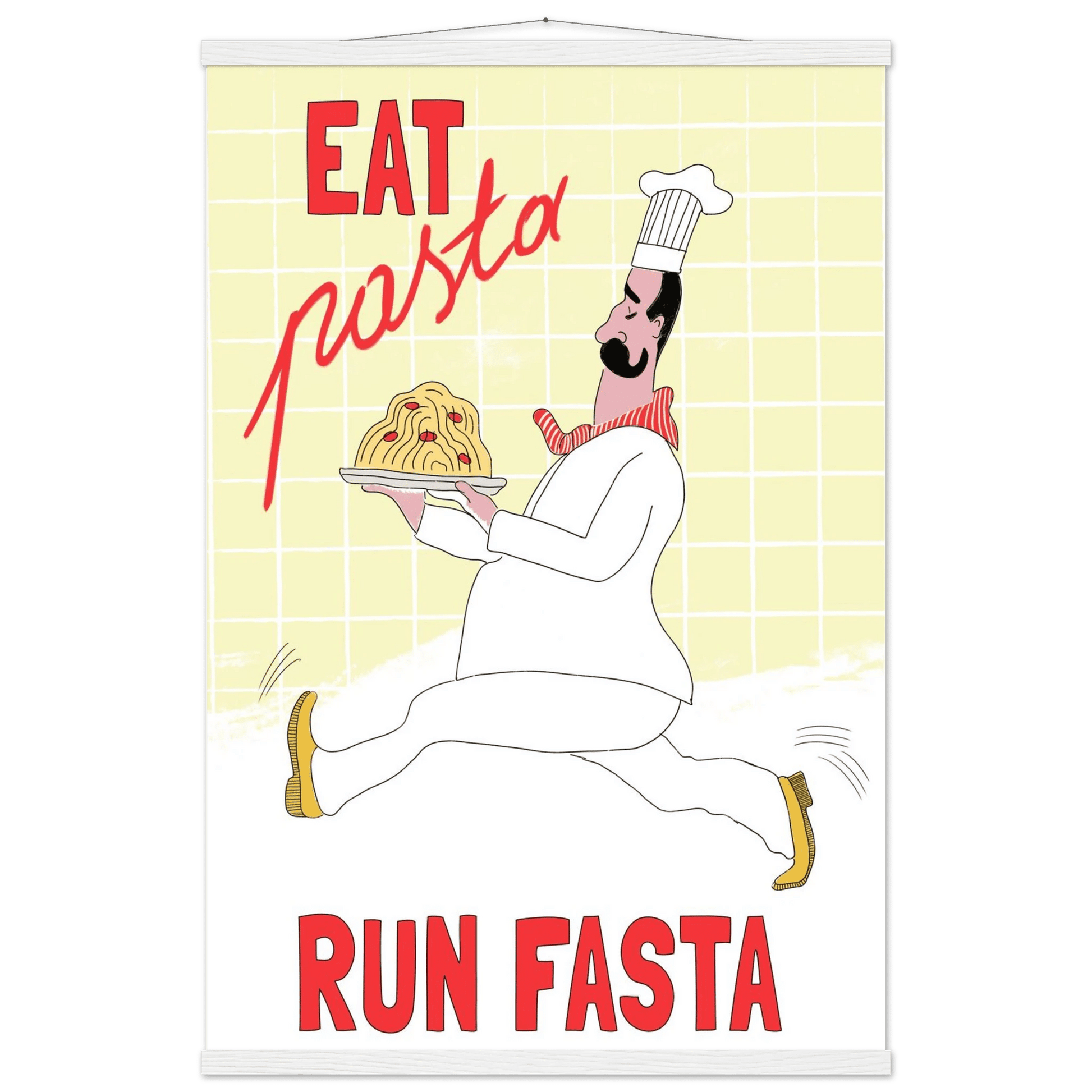 Eat Pasta Run Fasta Poster – Playful Kitchen Wall Art Print (Digital & Printed Options) - Evergreen Posters
