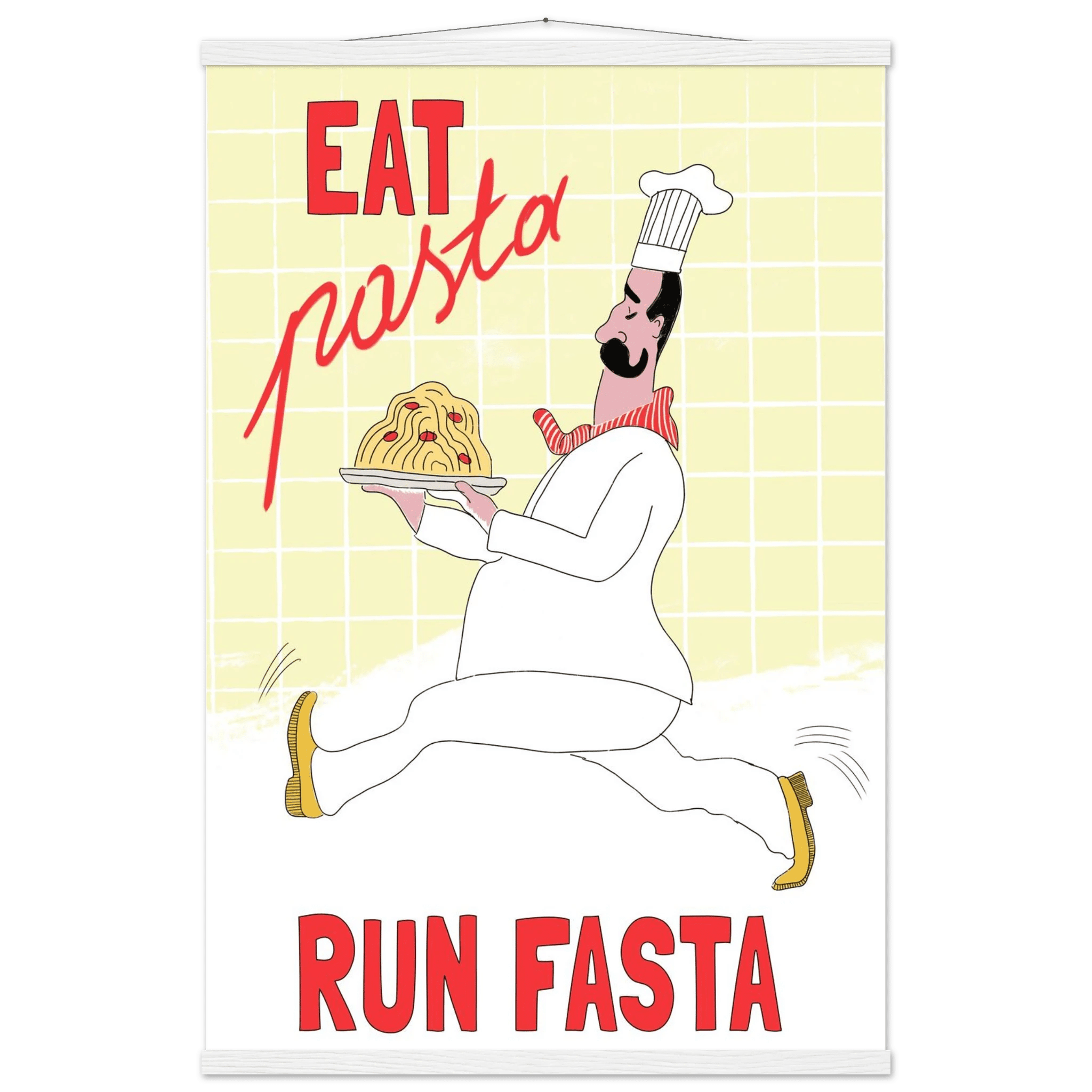 Eat Pasta Run Fasta Poster – Playful Kitchen Wall Art Print (Digital & Printed Options) - Evergreen Posters