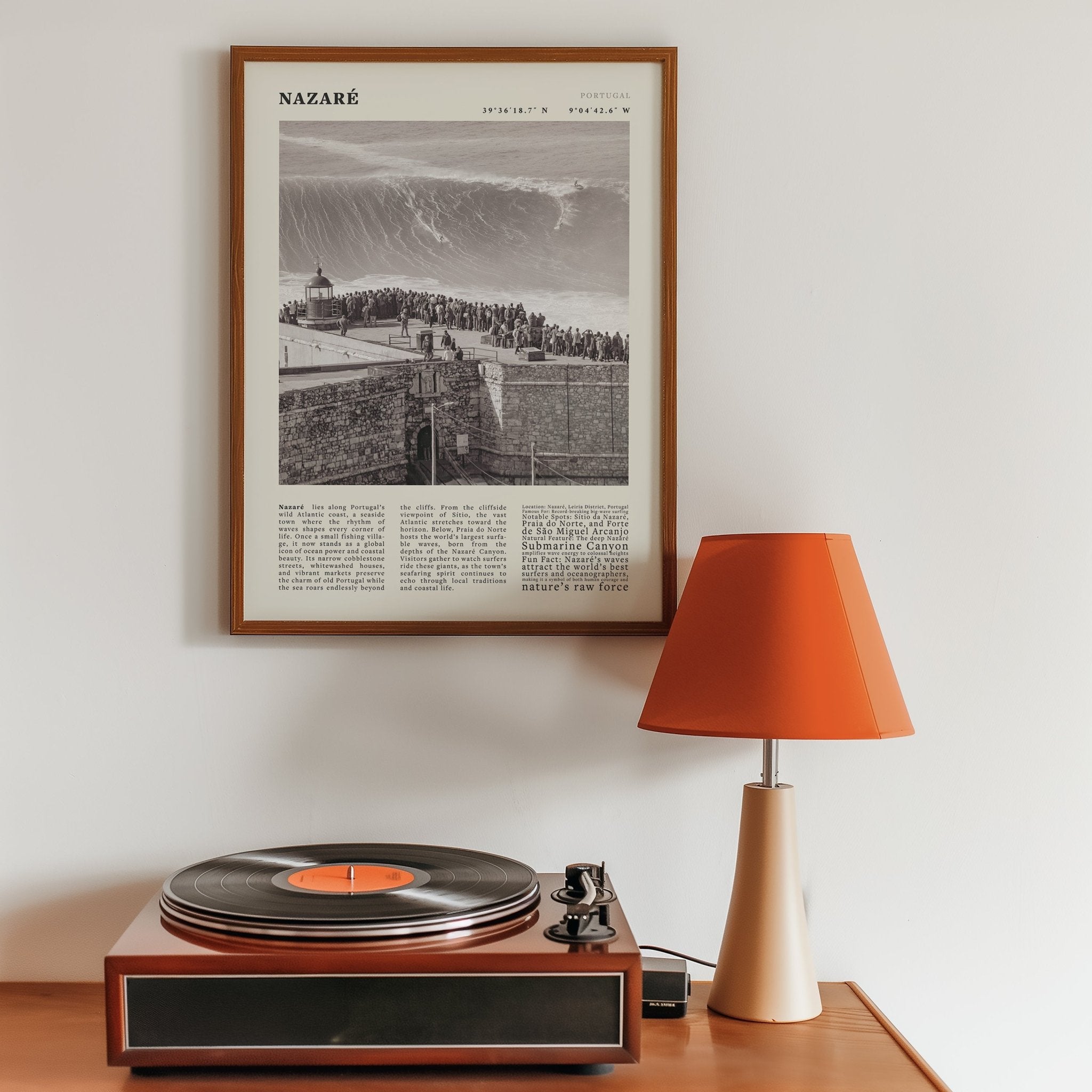 Nazaré Portugal Poster Black and White – Vintage Big Waves Surf Print (Digital & Printed Options) - Evergreen Posters