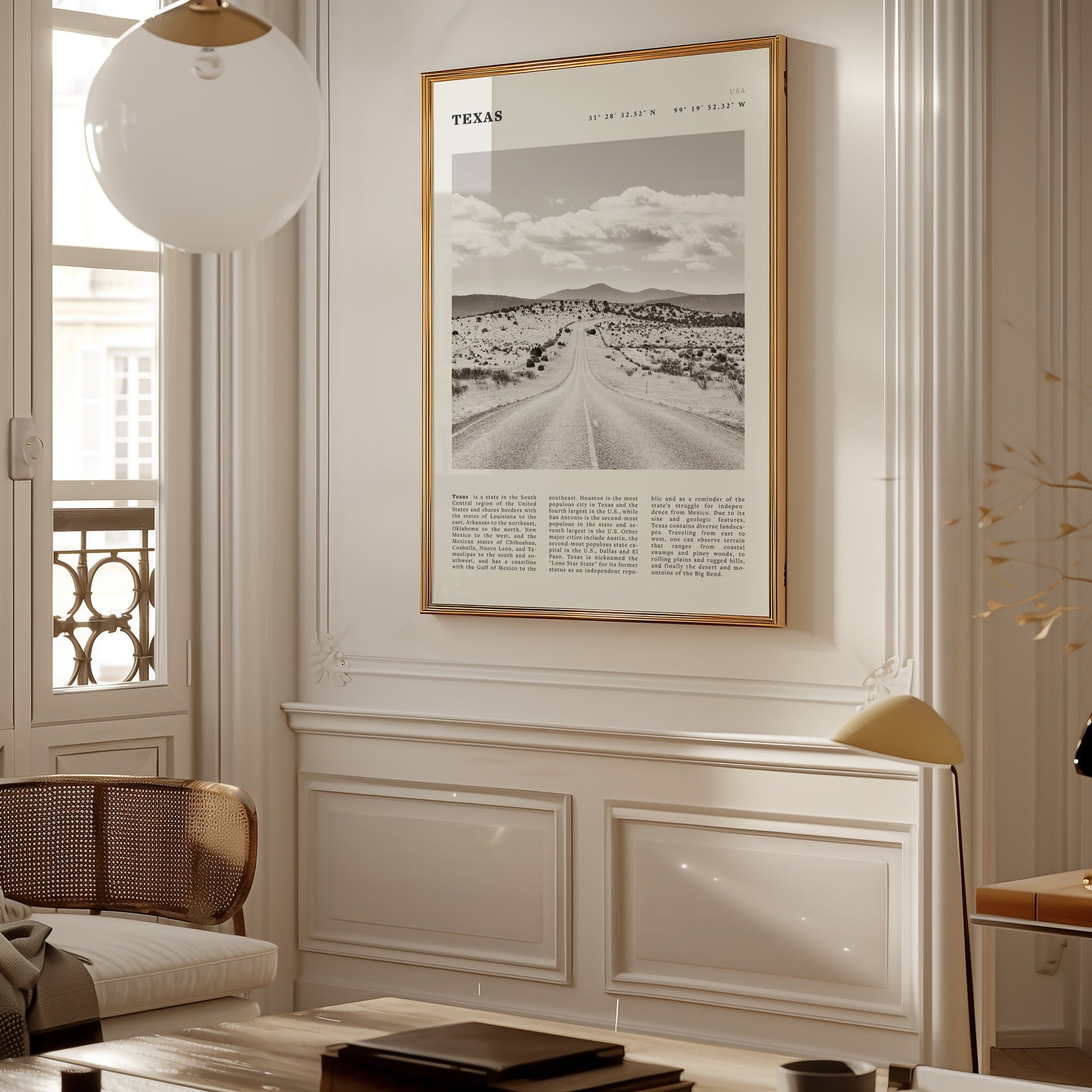 Texas Poster | Black & White Lone Star Road Wall Art | USA Travel Print Decor - Evergreen Posters