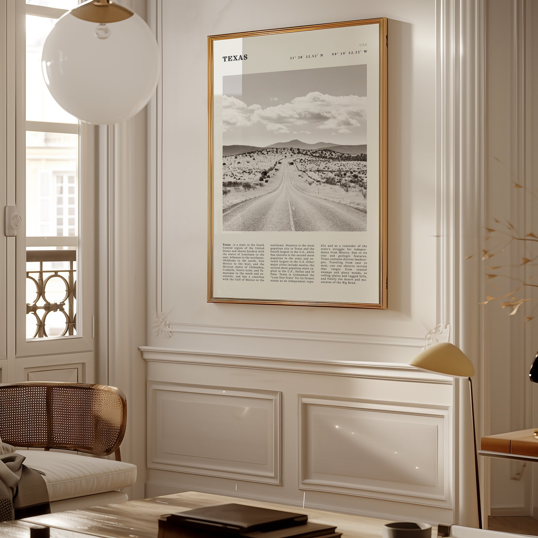 Texas Poster | Black & White Lone Star Road Wall Art | USA Travel Print Decor - Evergreen Posters