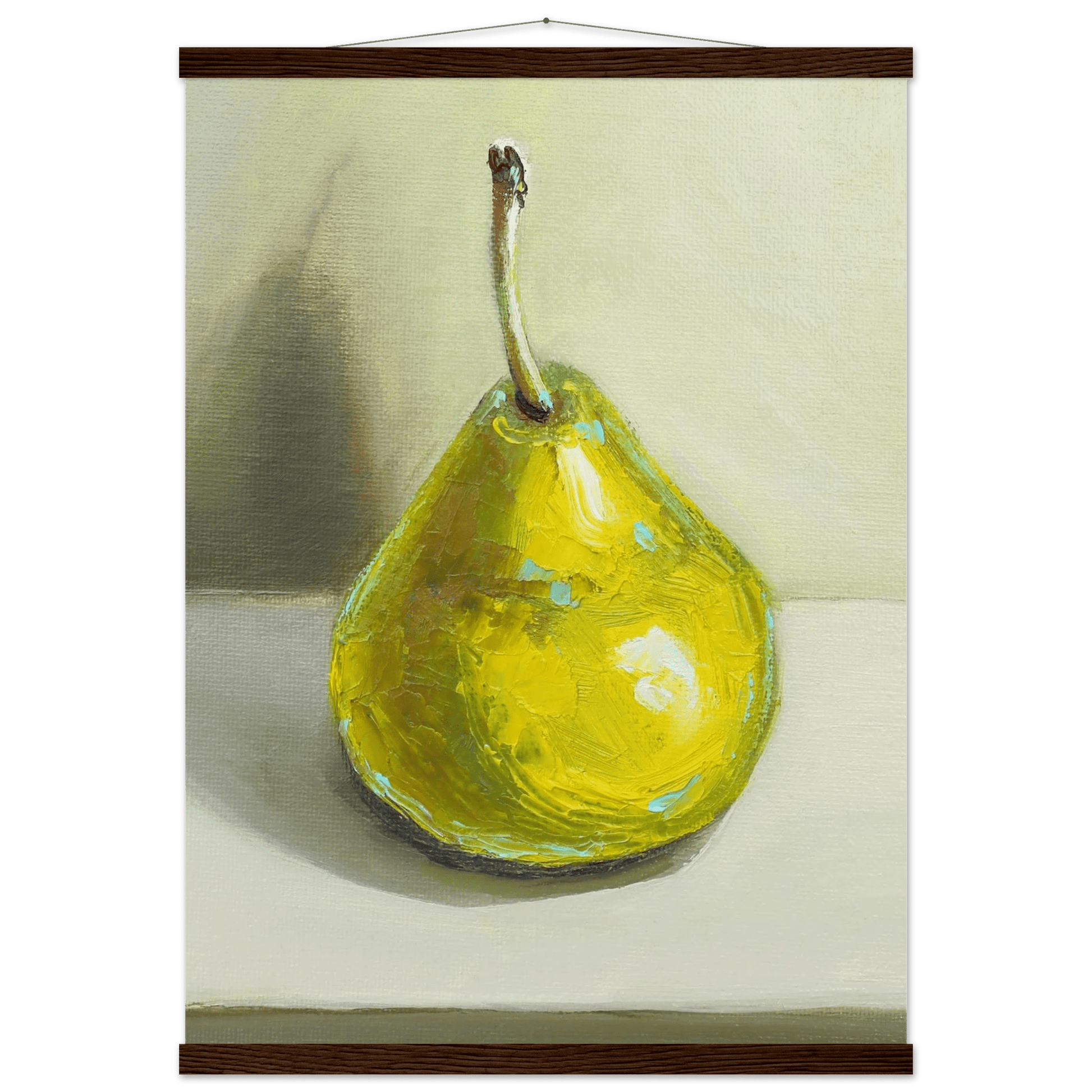 Pear Print | Green Pear Oil Painting Wall Art | Kitchen Poster - Evergreen Posters