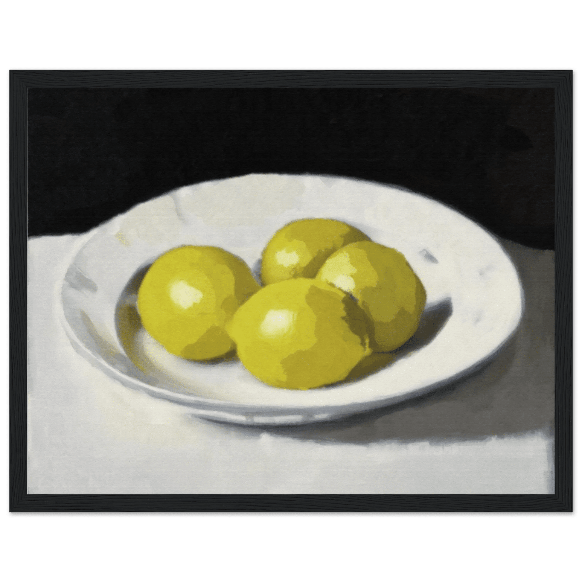 Lemons Print | Three Lemons Oil Painting Wall Art | Kitchen Still Life Poster - Evergreen Posters