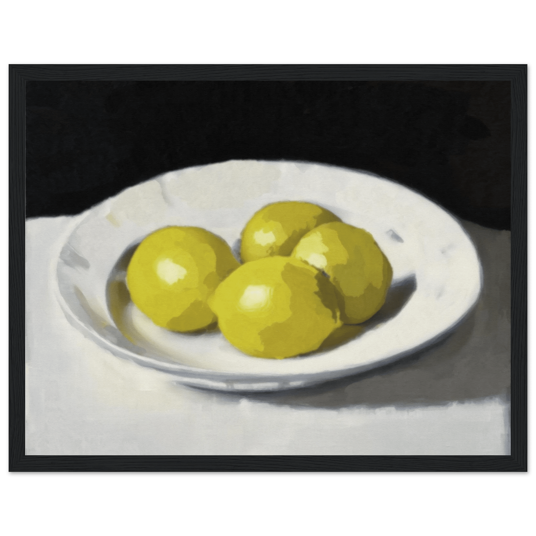 Lemons Print | Three Lemons Oil Painting Wall Art | Kitchen Still Life Poster - Evergreen Posters