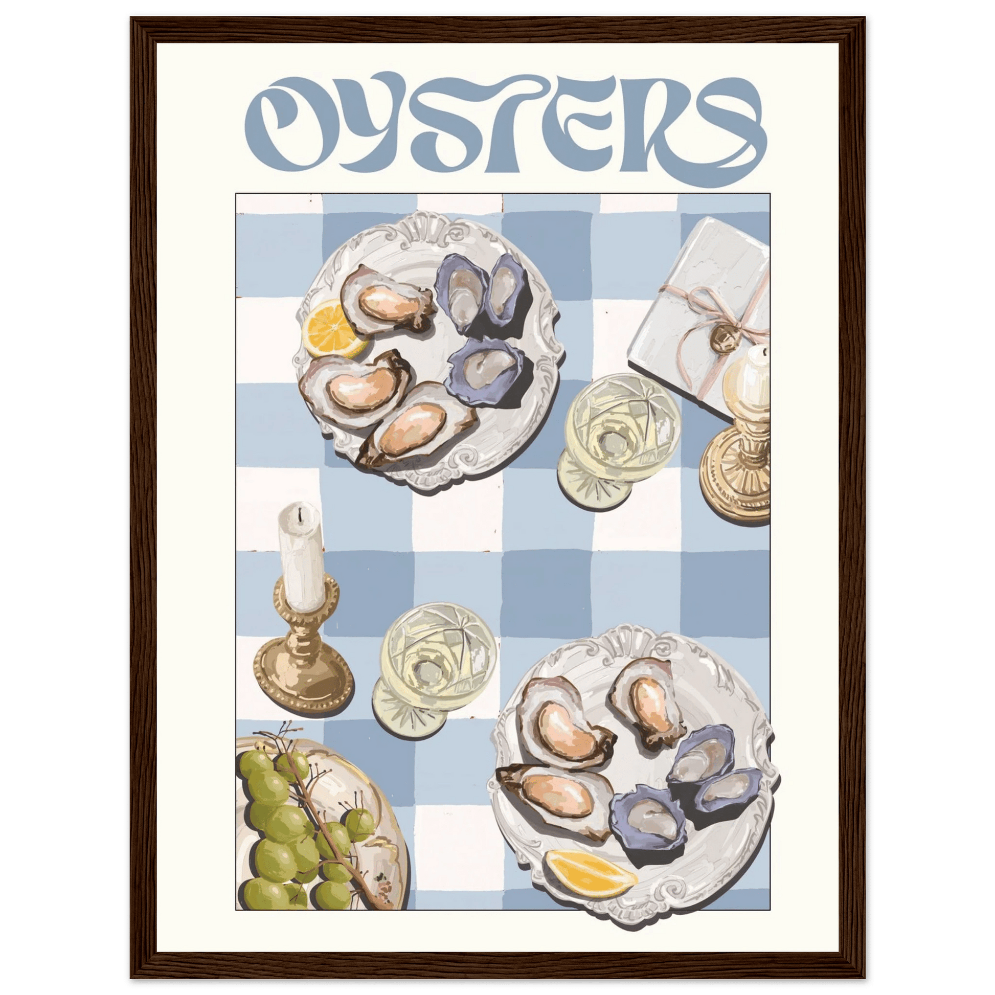 Oysters Poster – Playful Seafood Kitchen Wall Art Print (Digital & Printed Options) - Evergreen Posters