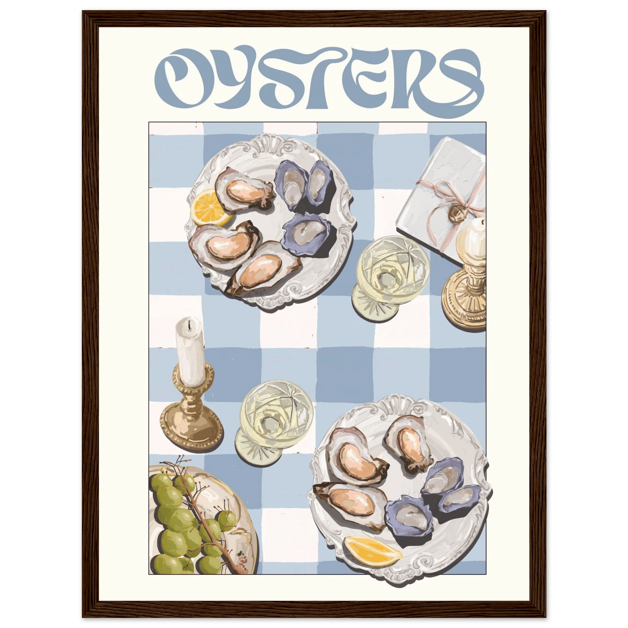 Oysters Poster – Playful Seafood Kitchen Wall Art Print (Digital & Printed Options) - Evergreen Posters