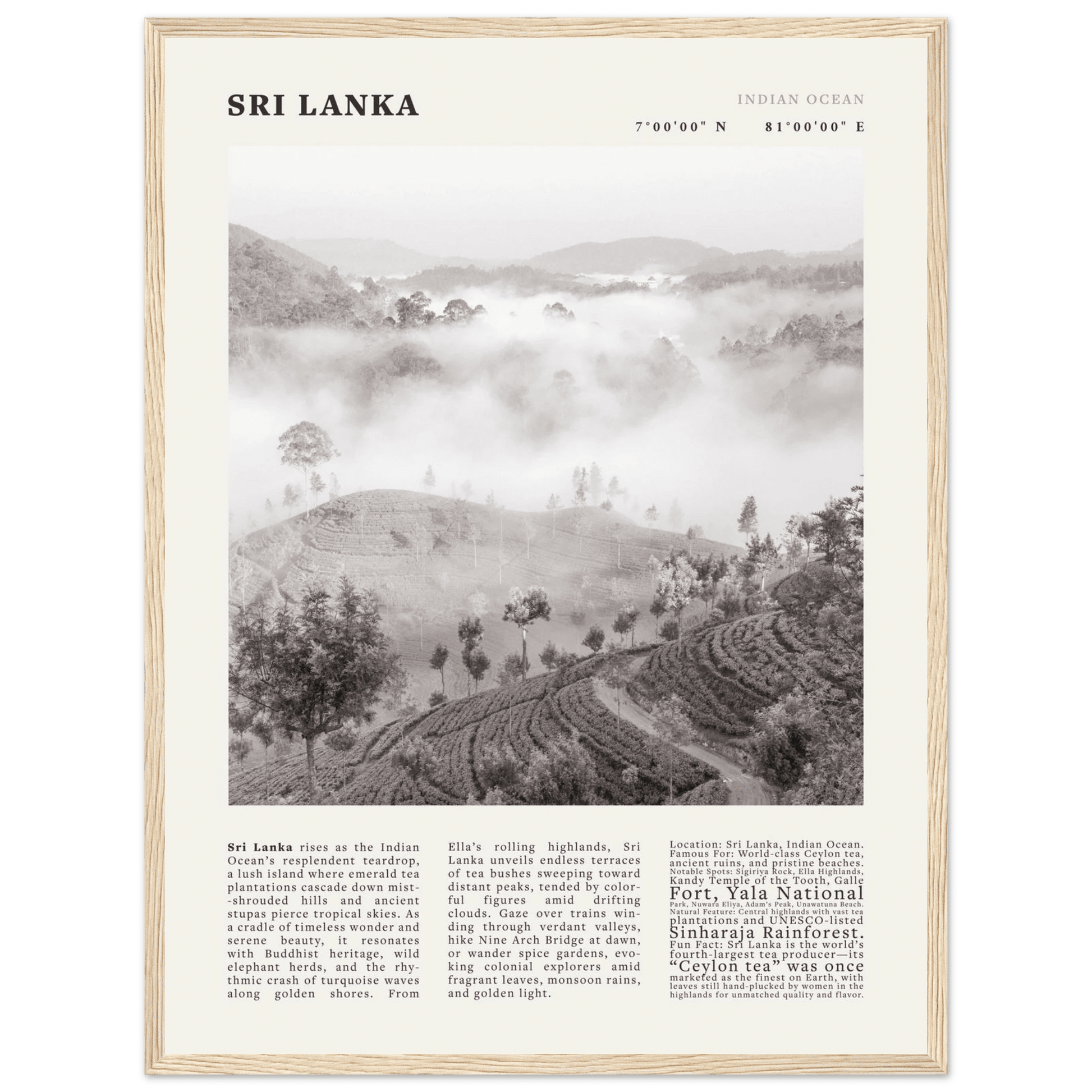 Sri Lanka Poster Black and White – Vintage Ceylon Tea Plantation Print (Digital & Printed Options) - Evergreen Posters