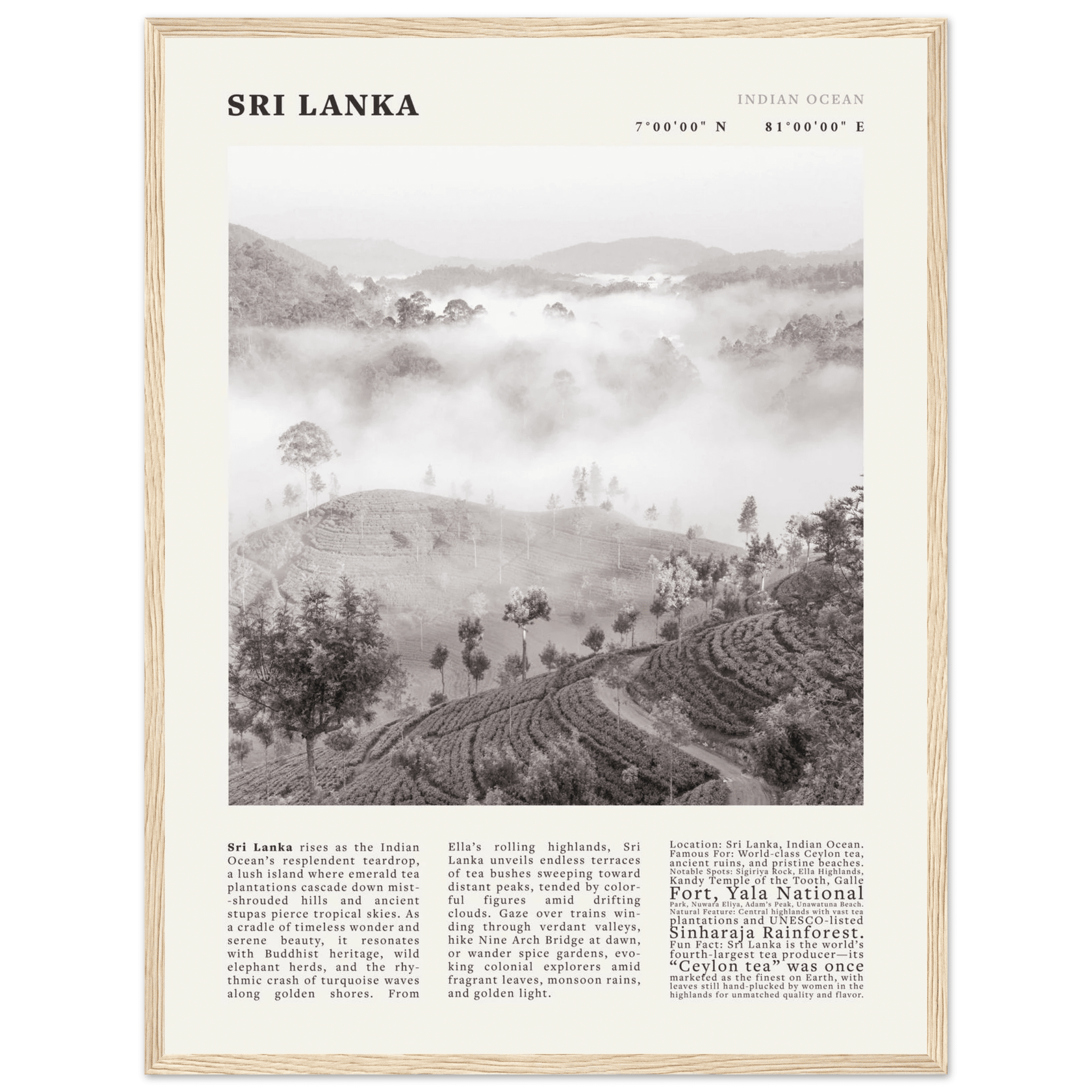 Sri Lanka Poster Black and White – Vintage Ceylon Tea Plantation Print (Digital & Printed Options) - Evergreen Posters