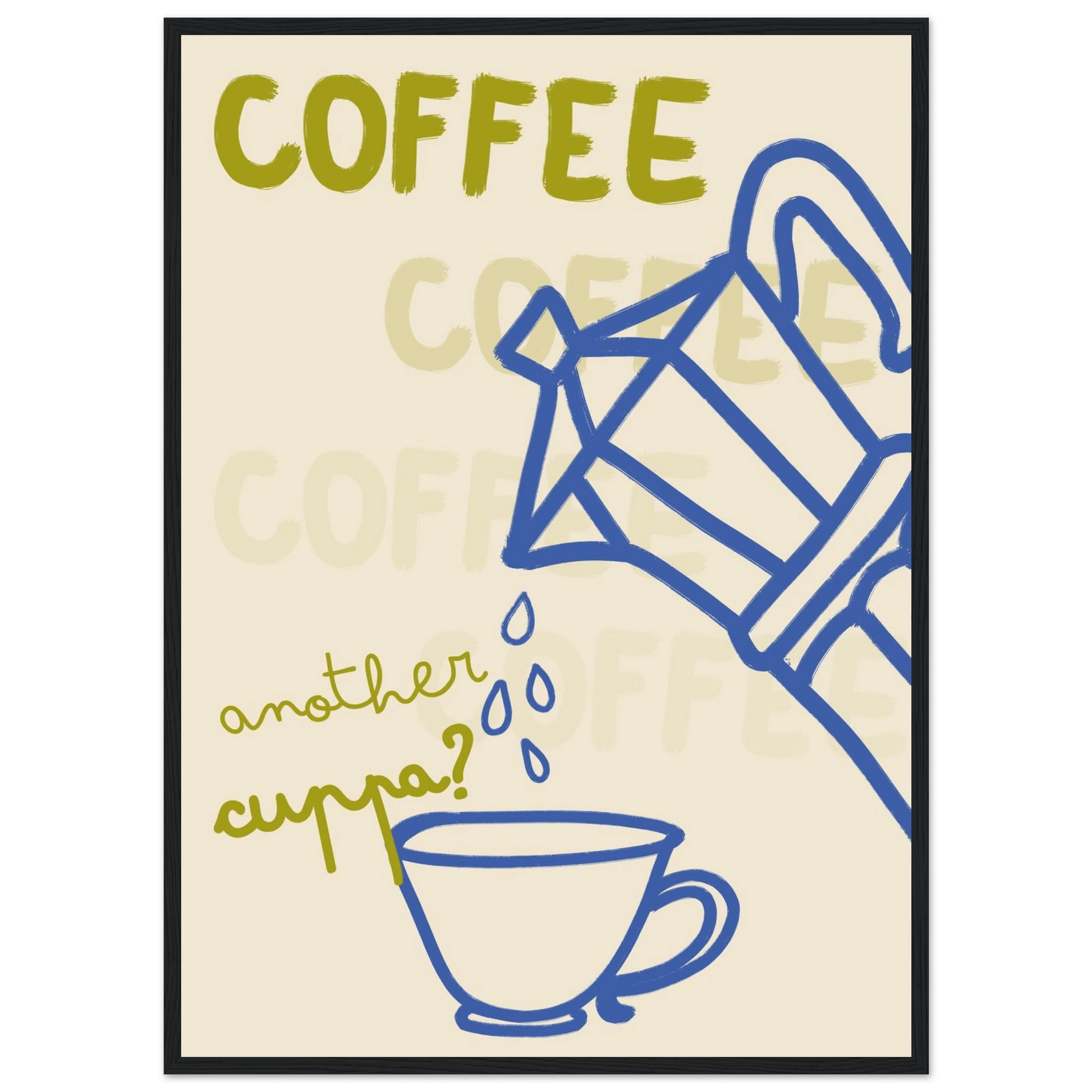 Coffee Print | Another Cuppa Moka Pot Wall Art | Kitchen Coffee Poster - Evergreen Posters