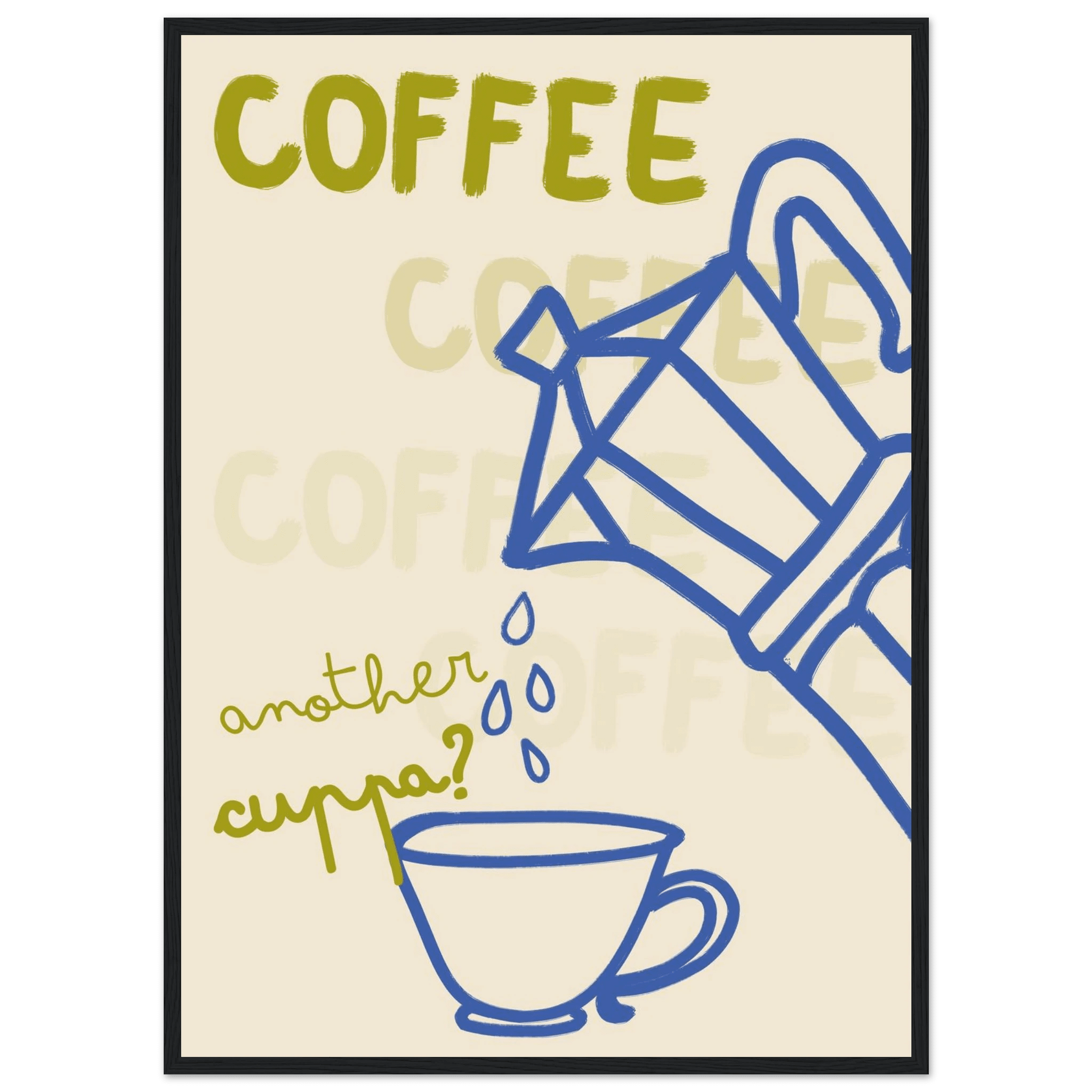 Coffee Print | Another Cuppa Moka Pot Wall Art | Kitchen Coffee Poster - Evergreen Posters