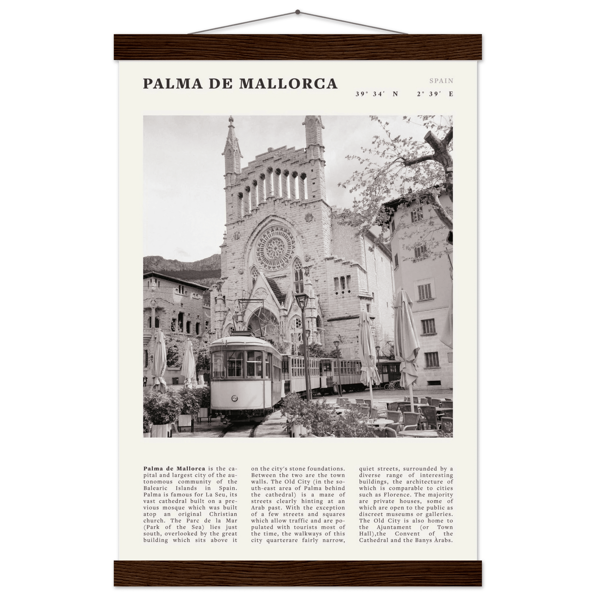 Palma de Mallorca Poster | Black & White Spain Wall Art | Travel Print | Mediterranean Decor - Evergreen Posters
