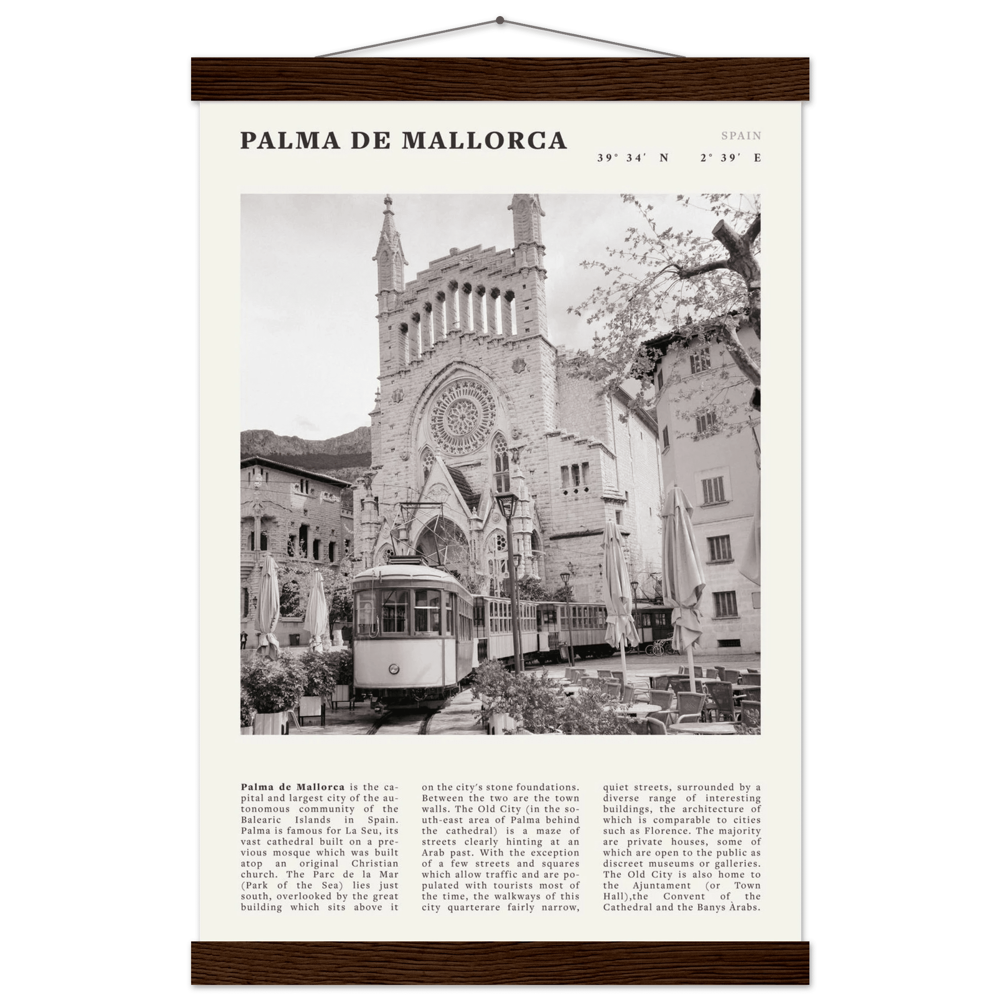 Palma de Mallorca Poster | Black & White Spain Wall Art | Travel Print | Mediterranean Decor - Evergreen Posters