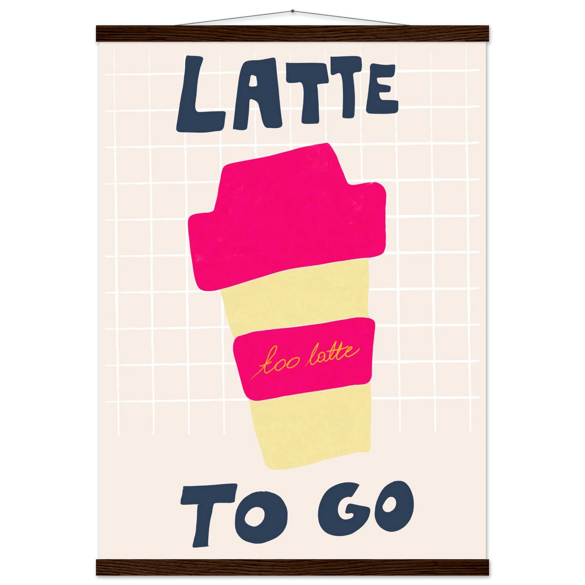 Latte To Go Poster – Playful Coffee Kitchen Wall Art Print (Digital & Printed Options) - Evergreen Posters