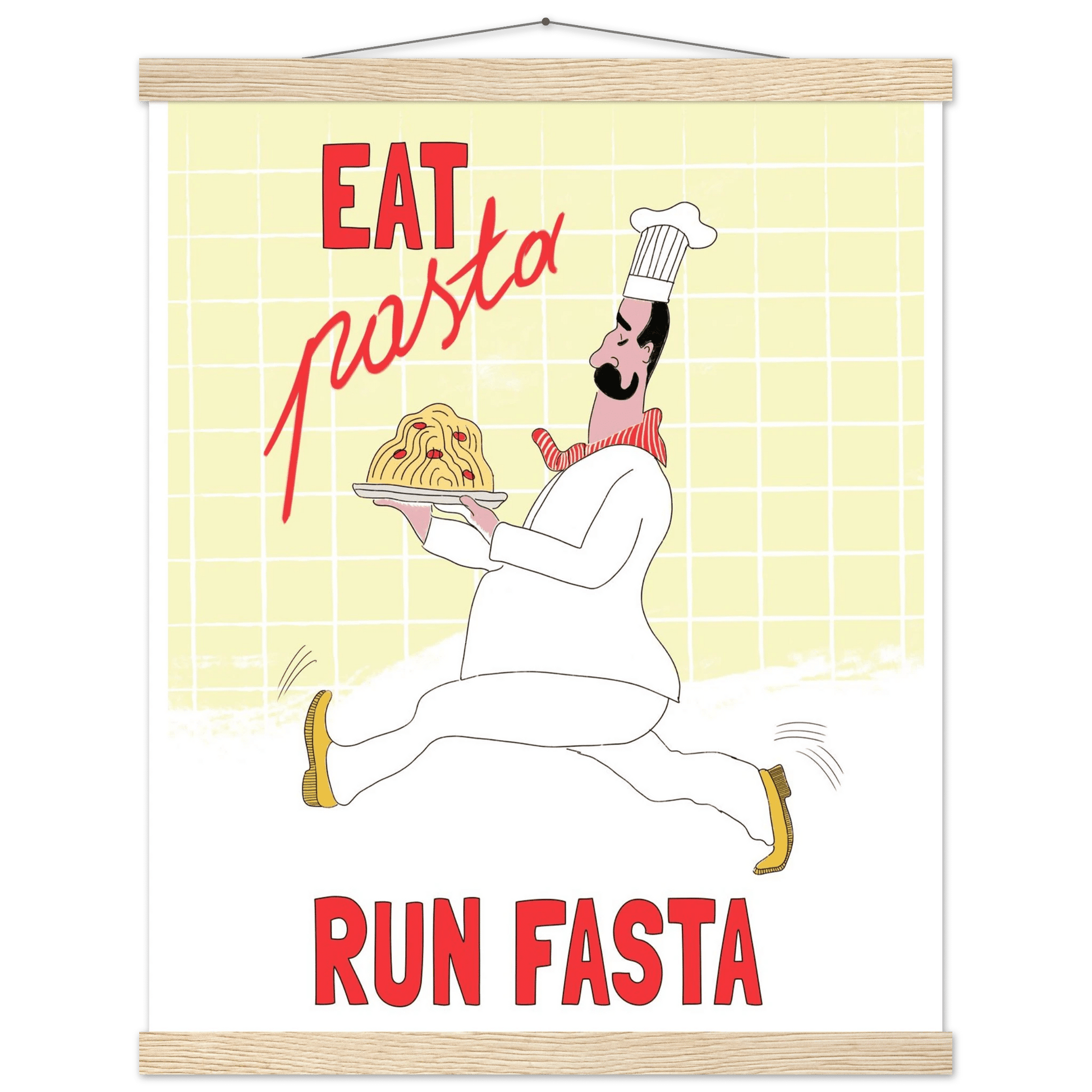Eat Pasta Run Fasta Poster – Playful Kitchen Wall Art Print (Digital & Printed Options) - Evergreen Posters