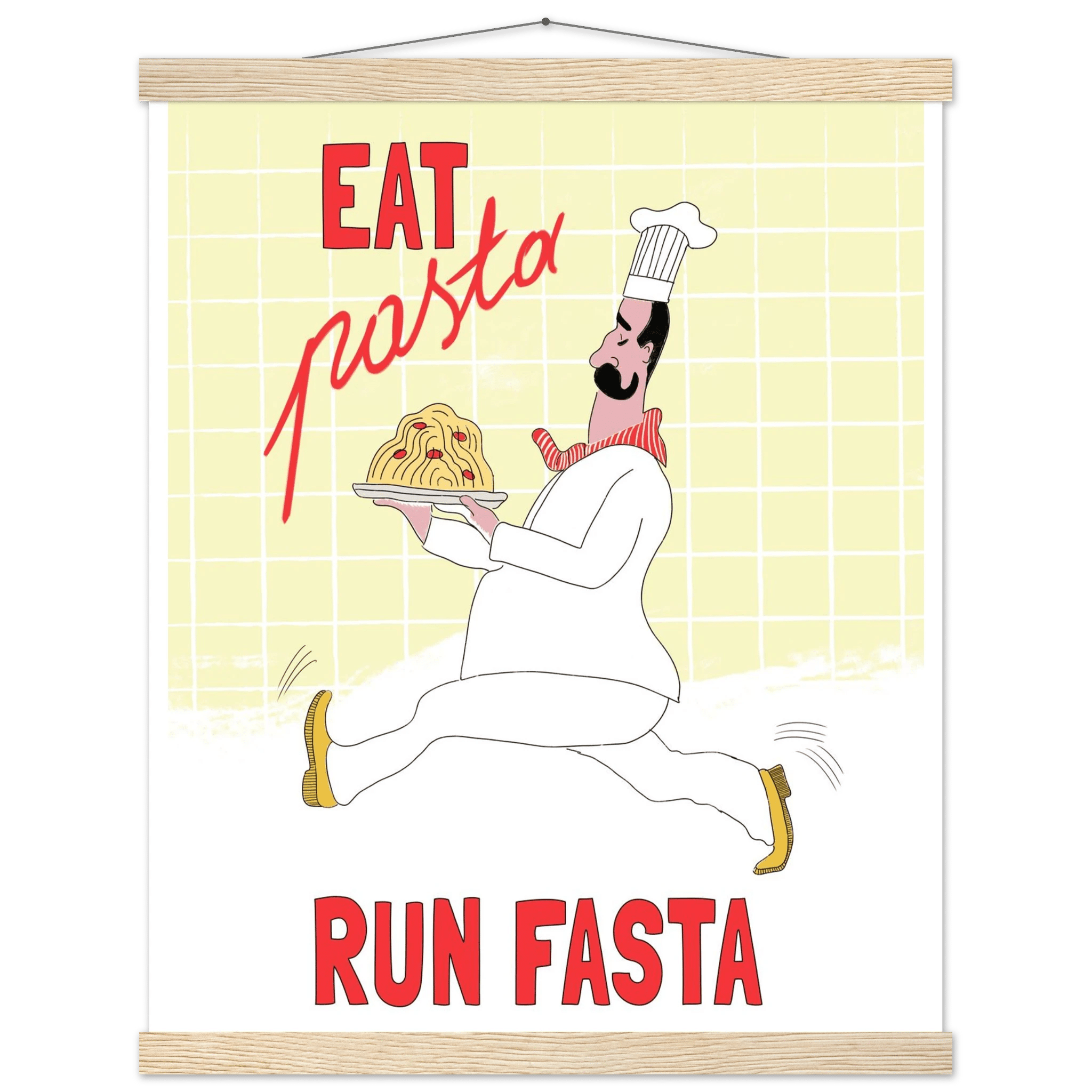 Eat Pasta Run Fasta Poster – Playful Kitchen Wall Art Print (Digital & Printed Options) - Evergreen Posters