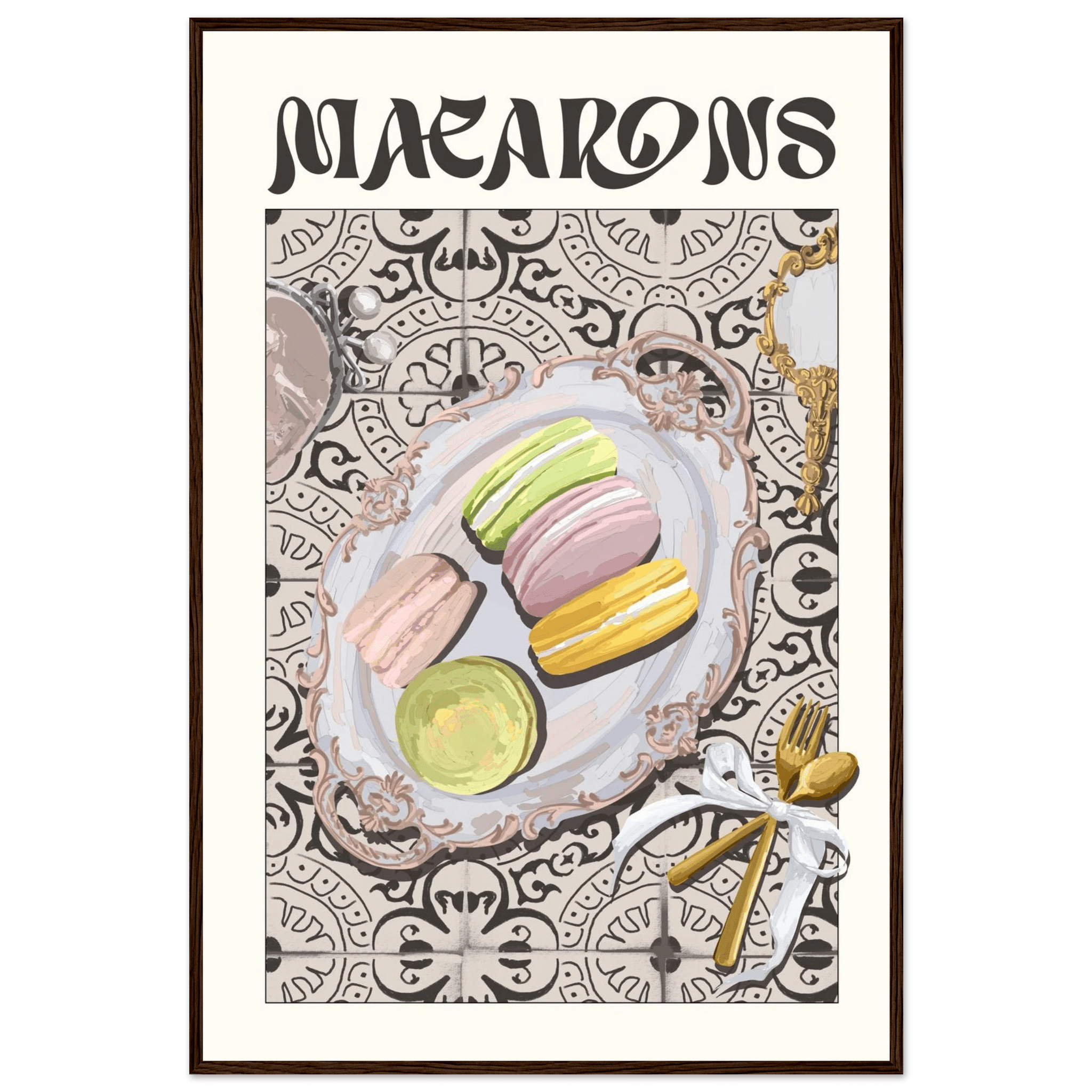 Macarons Poster – Playful French Patisserie Kitchen Wall Art Print (Digital & Printed Options) - Evergreen Posters