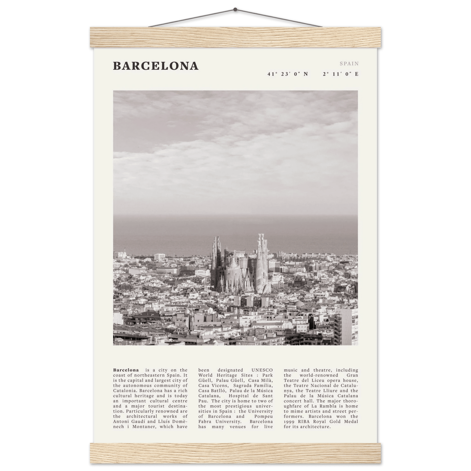 Barcelona Poster | Black & White Sagrada Familia Wall Art | Spain Travel Print - Evergreen Posters