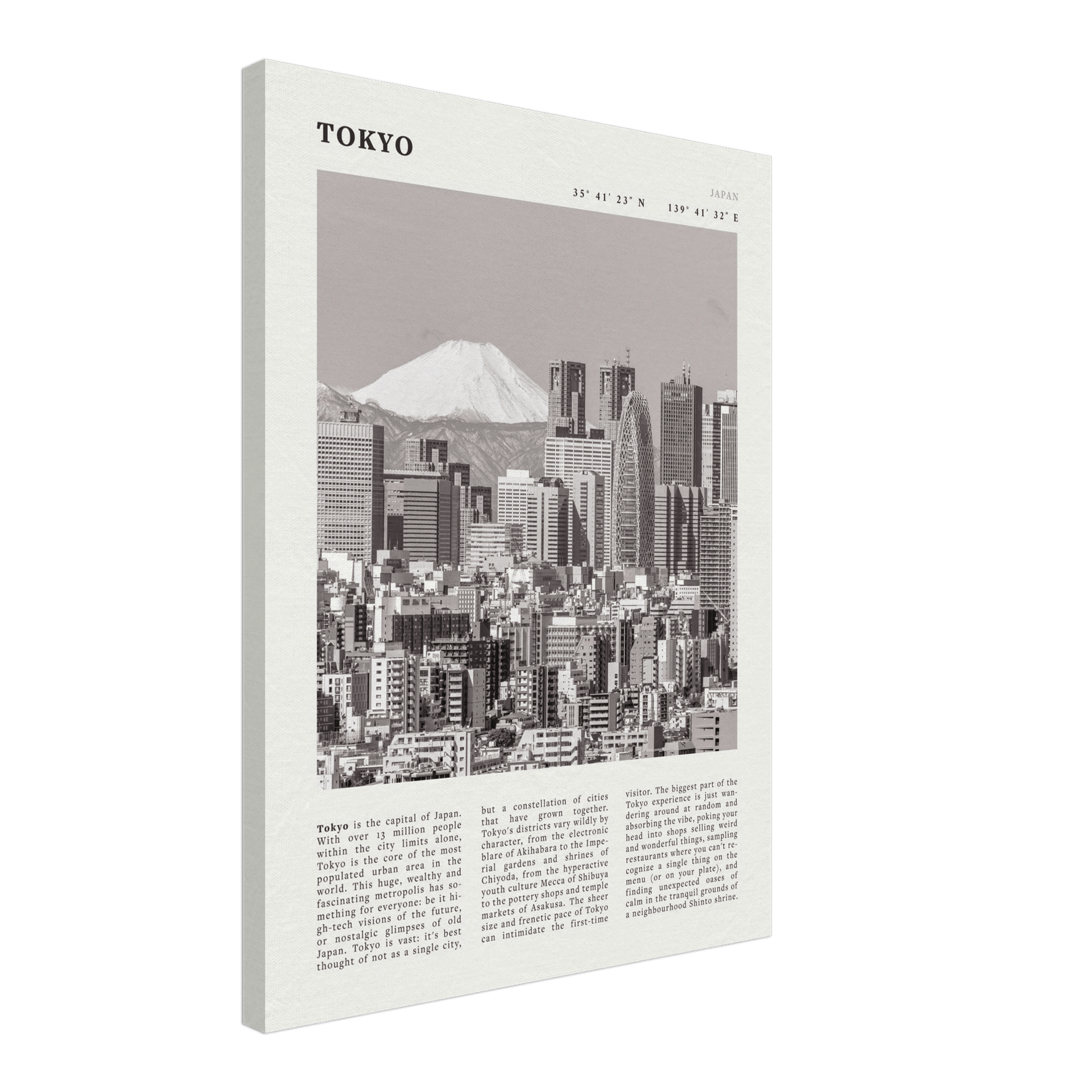 Tokyo Poster | Black & White Mount Fuji Skyline Wall Art | Japan Travel Print - Evergreen Posters