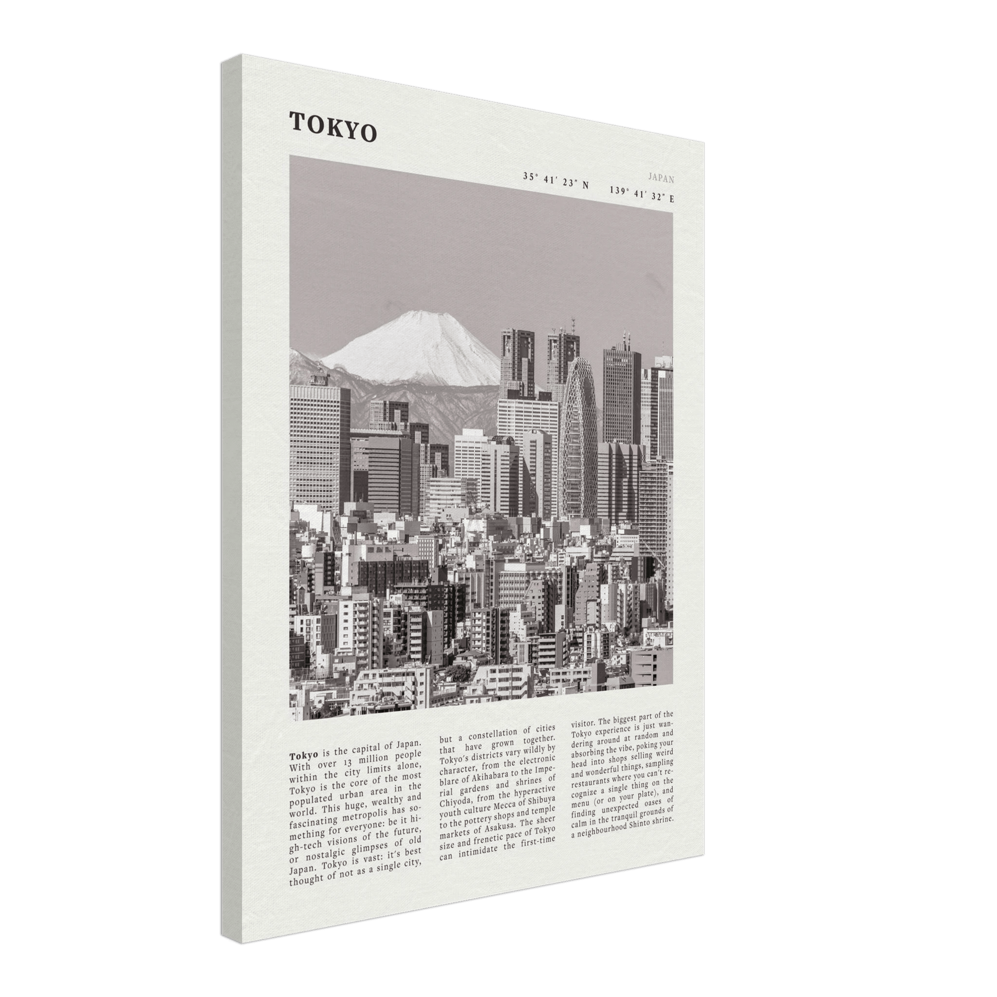 Tokyo Poster | Black & White Mount Fuji Skyline Wall Art | Japan Travel Print - Evergreen Posters