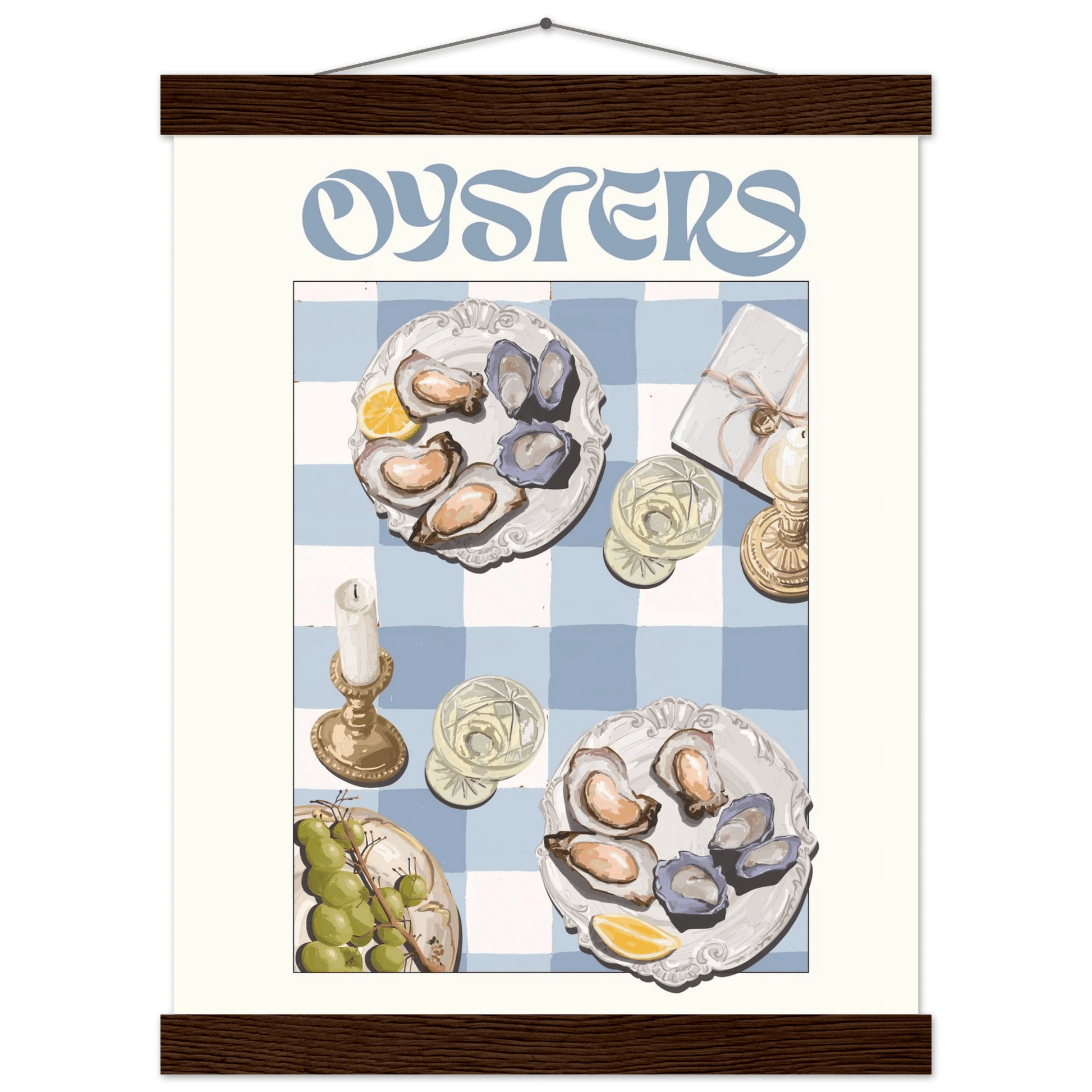 Oysters Poster – Playful Seafood Kitchen Wall Art Print (Digital & Printed Options) - Evergreen Posters