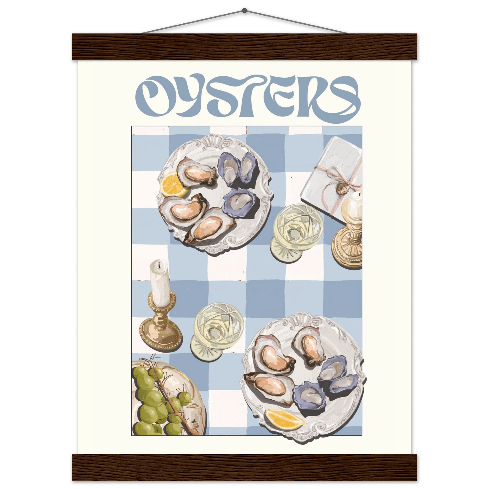 Oysters Poster – Playful Seafood Kitchen Wall Art Print (Digital & Printed Options) - Evergreen Posters