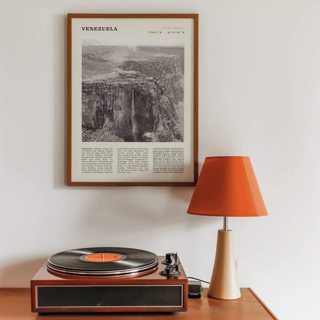 Venezuela Poster Black and White – Vintage Angel Falls Tepui Print (Digital & Printed Options) - Evergreen Posters