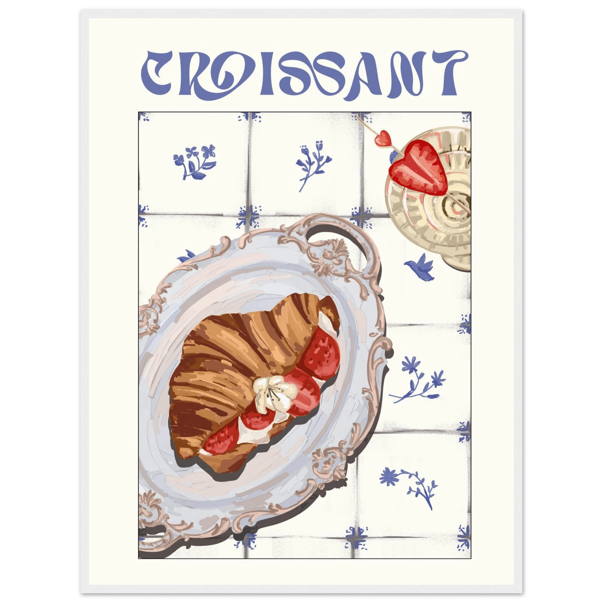 Croissant Poster – Charming French Breakfast Kitchen Wall Art Print (Digital & Printed Options) - Evergreen Posters