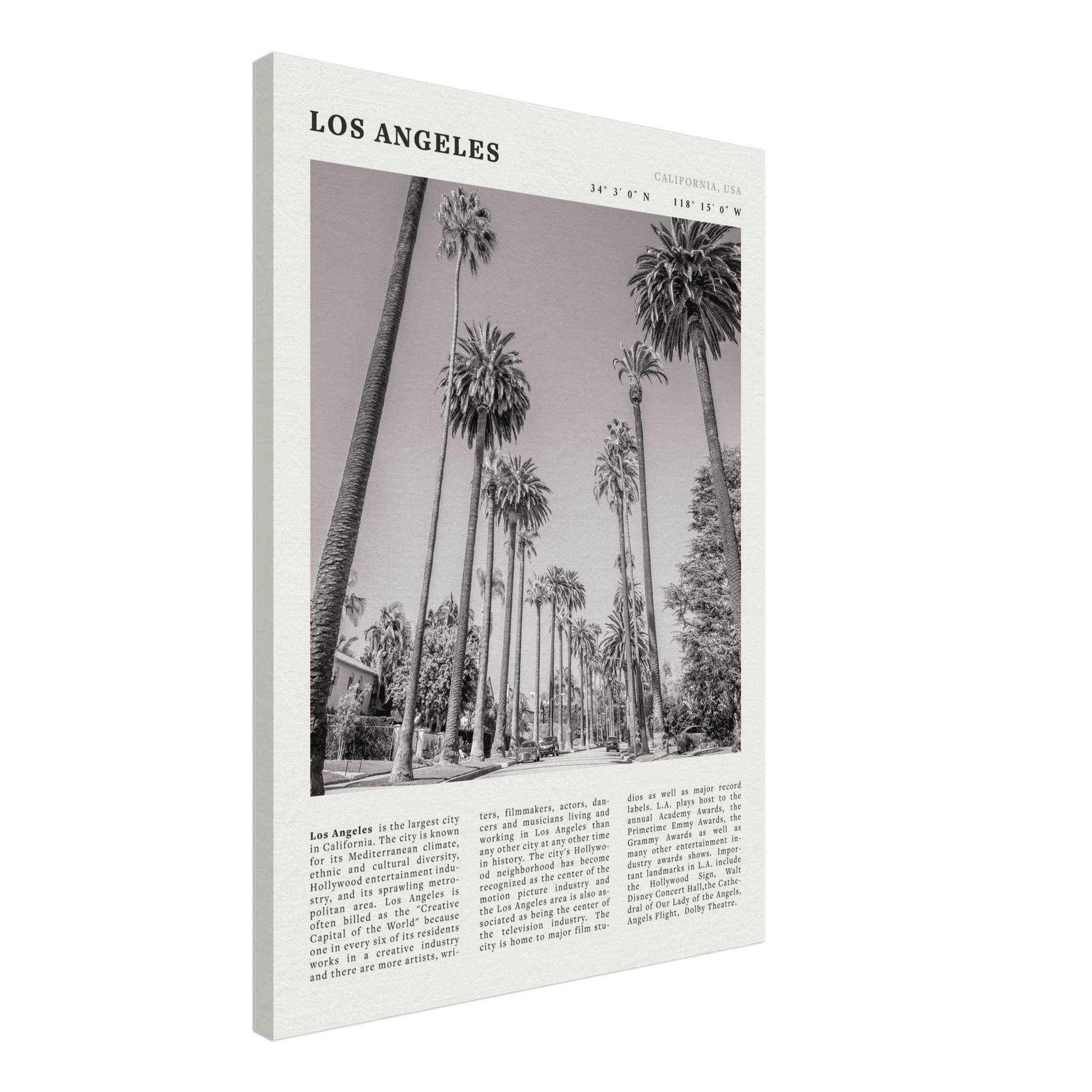 Los Angeles Poster | Black & White Palm Trees Wall Art | California Travel Print - Evergreen Posters