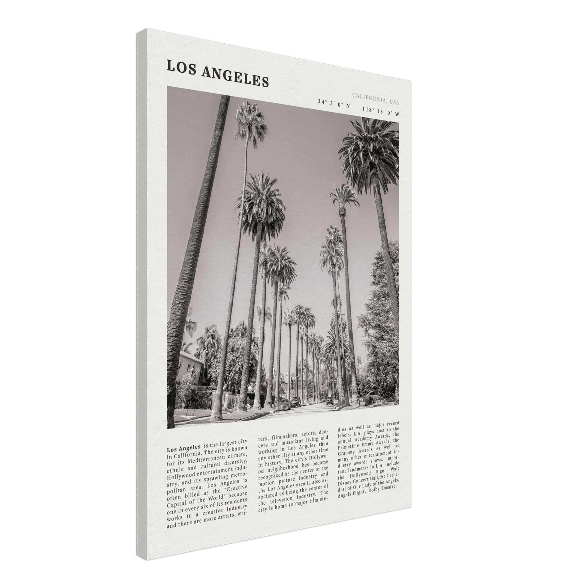 Los Angeles Poster | Black & White Palm Trees Wall Art | California Travel Print - Evergreen Posters