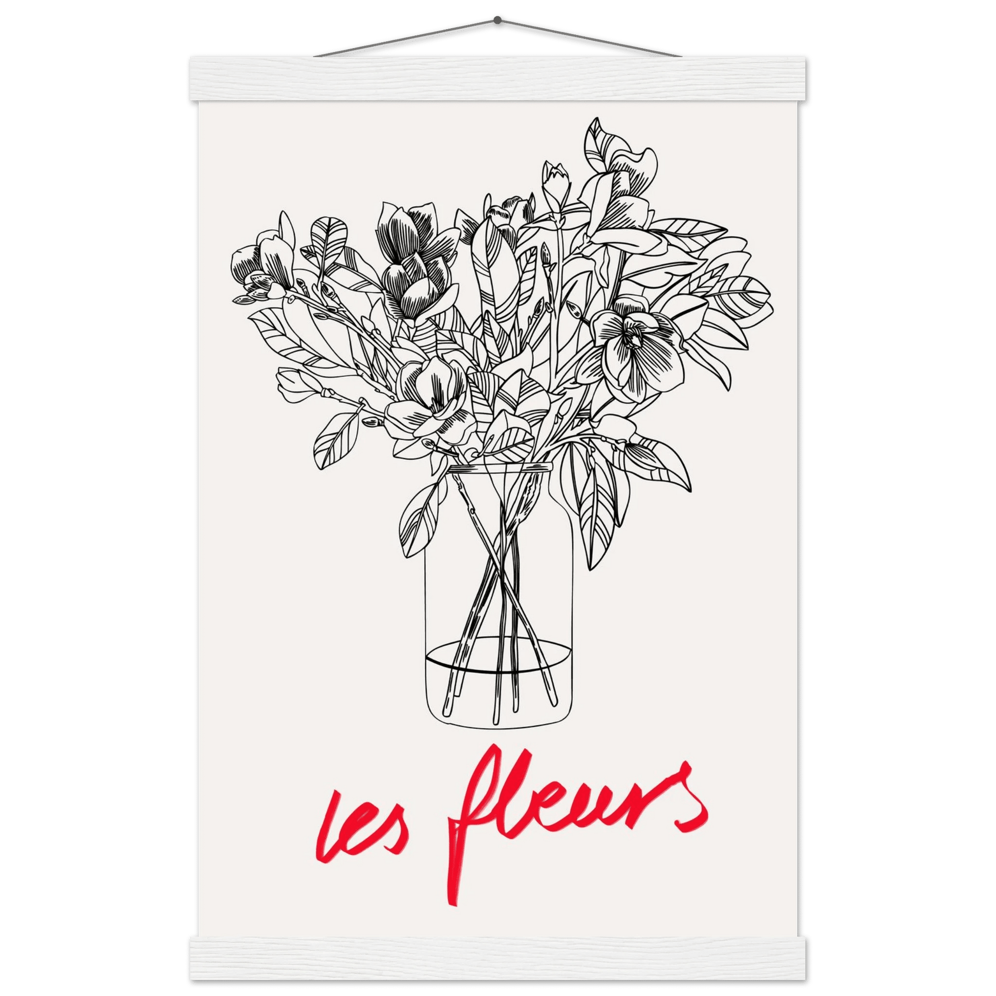 Les Fleurs Botanical Poster | French Flower Line Art Print | Minimalist Floral Wall Decor - Evergreen Posters