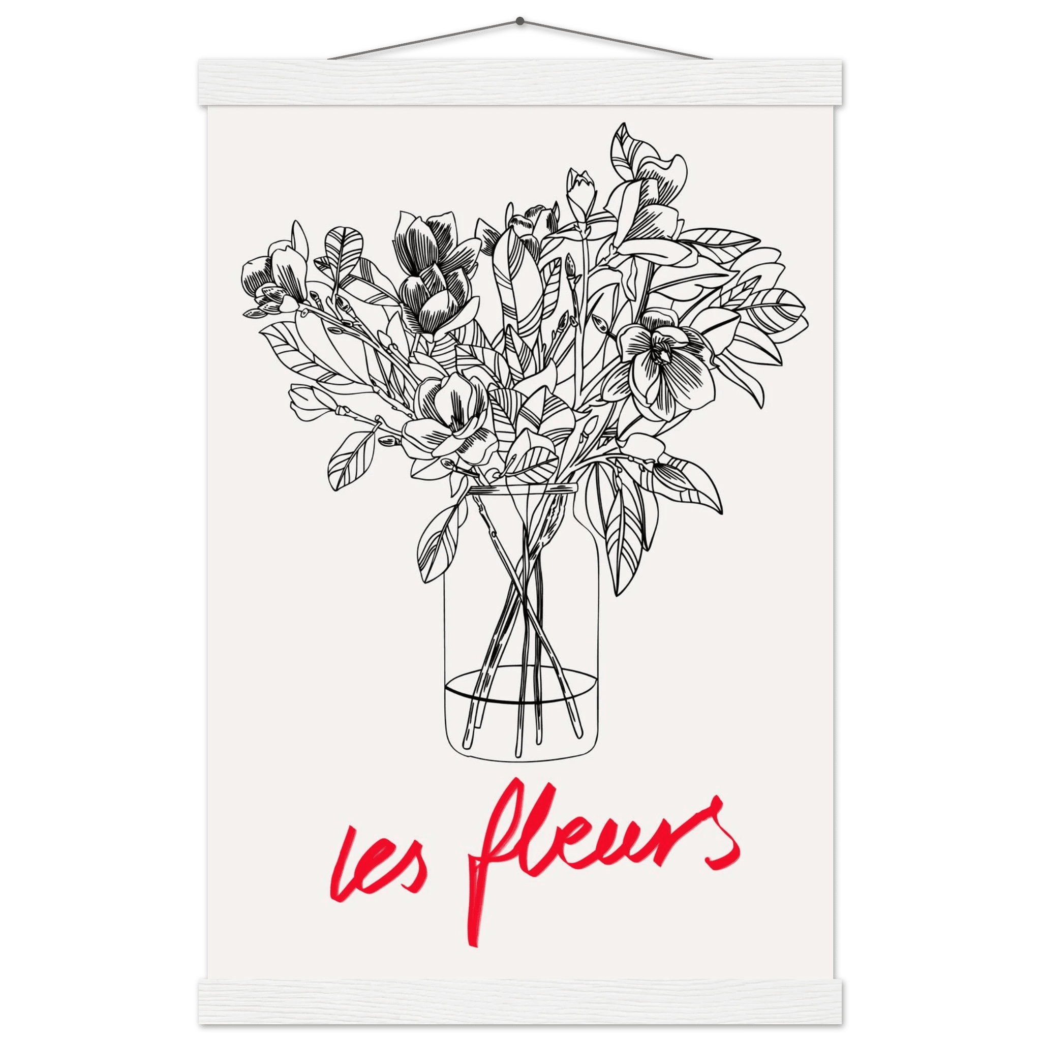 Les Fleurs Botanical Poster | French Flower Line Art Print | Minimalist Floral Wall Decor - Evergreen Posters