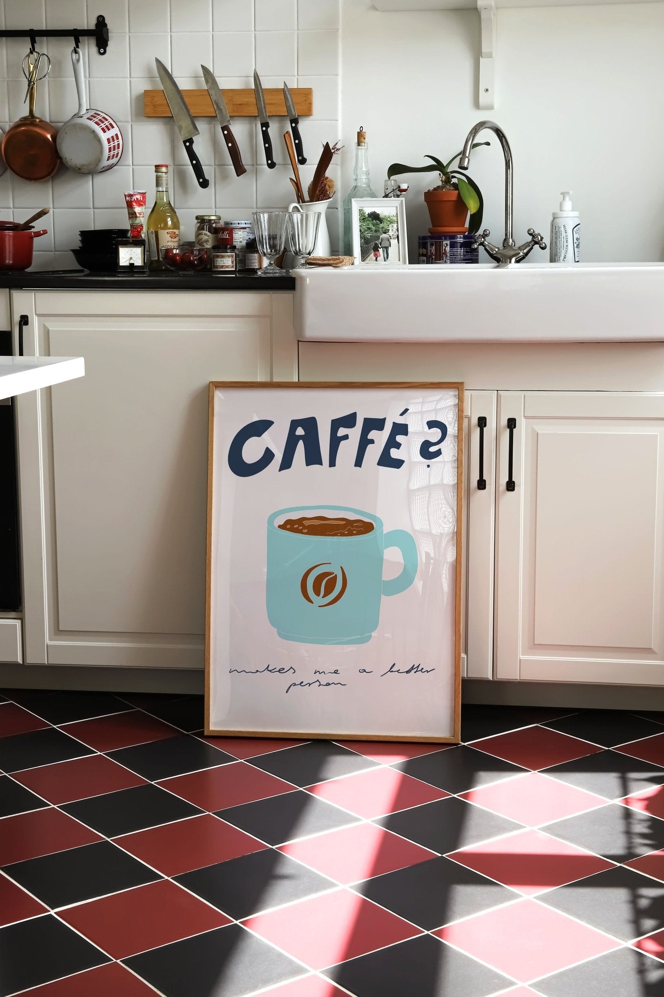 Caffé Makes Me a Better Person Poster – Cozy Coffee Kitchen Wall Art Print (Digital & Printed Options) - Evergreen Posters