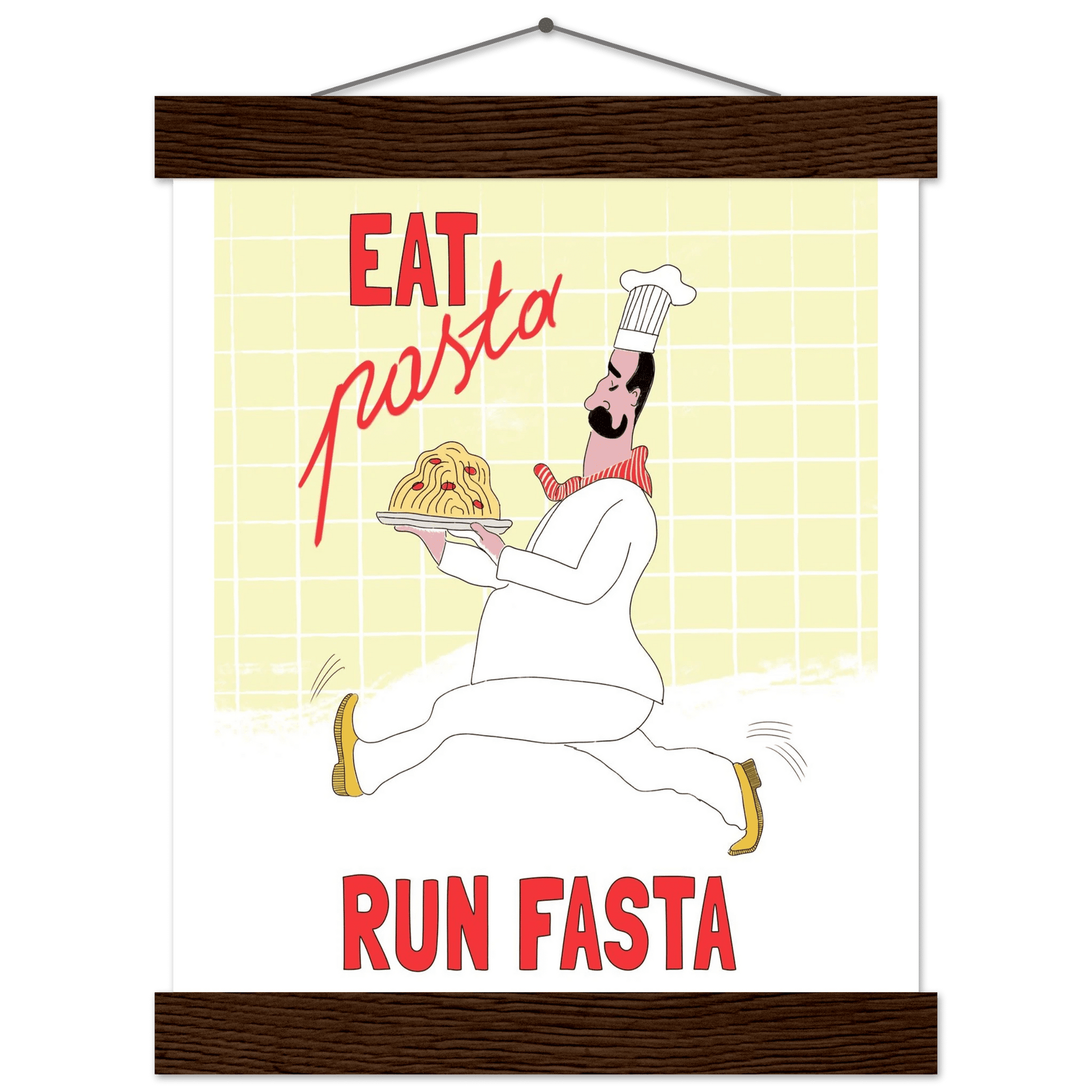 Eat Pasta Run Fasta Poster – Playful Kitchen Wall Art Print (Digital & Printed Options) - Evergreen Posters