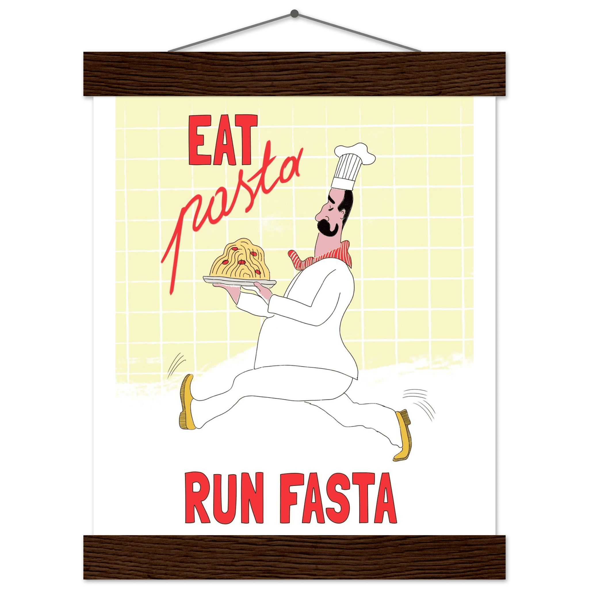 Eat Pasta Run Fasta Poster – Playful Kitchen Wall Art Print (Digital & Printed Options) - Evergreen Posters