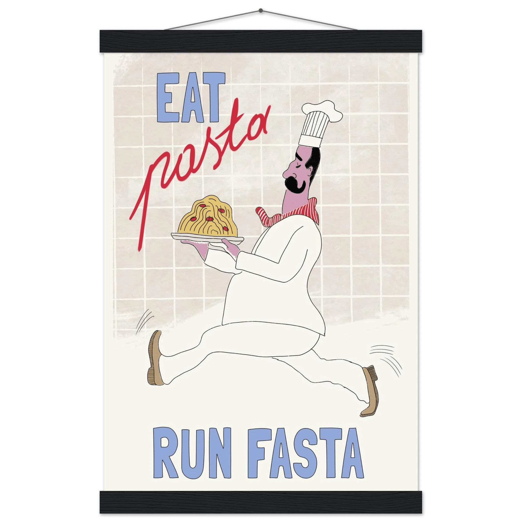 Eat Pasta Run Fasta Poster – Fun Kitchen Wall Art Print (Digital & Printed Options) - Evergreen Posters