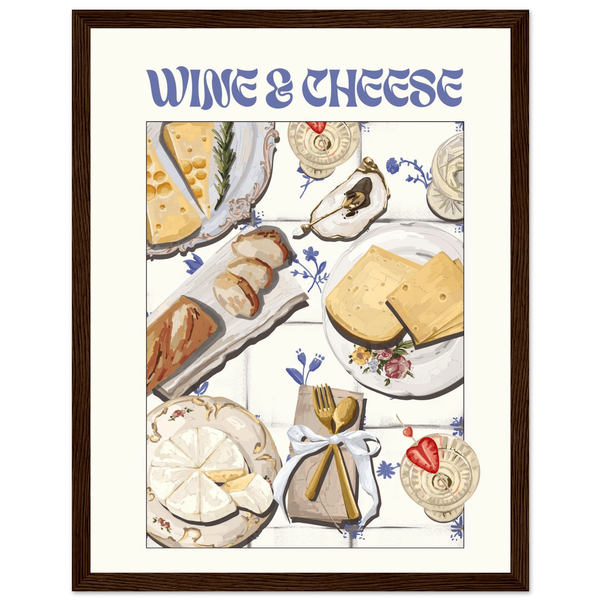 Wine & Cheese Poster – Elegant Kitchen & Dining Wall Art Print (Digital & Printed Options) - Evergreen Posters