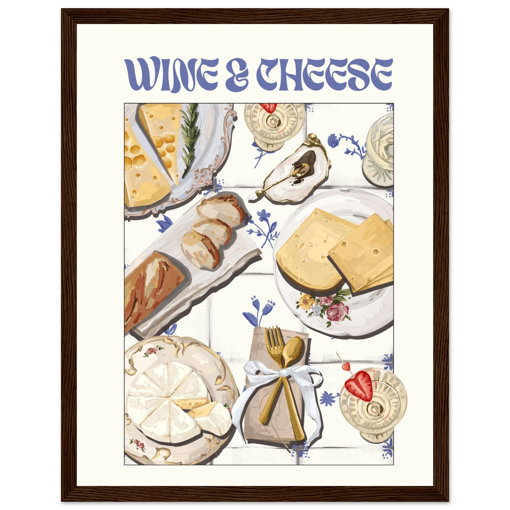 Wine & Cheese Poster – Elegant Kitchen & Dining Wall Art Print (Digital & Printed Options) - Evergreen Posters