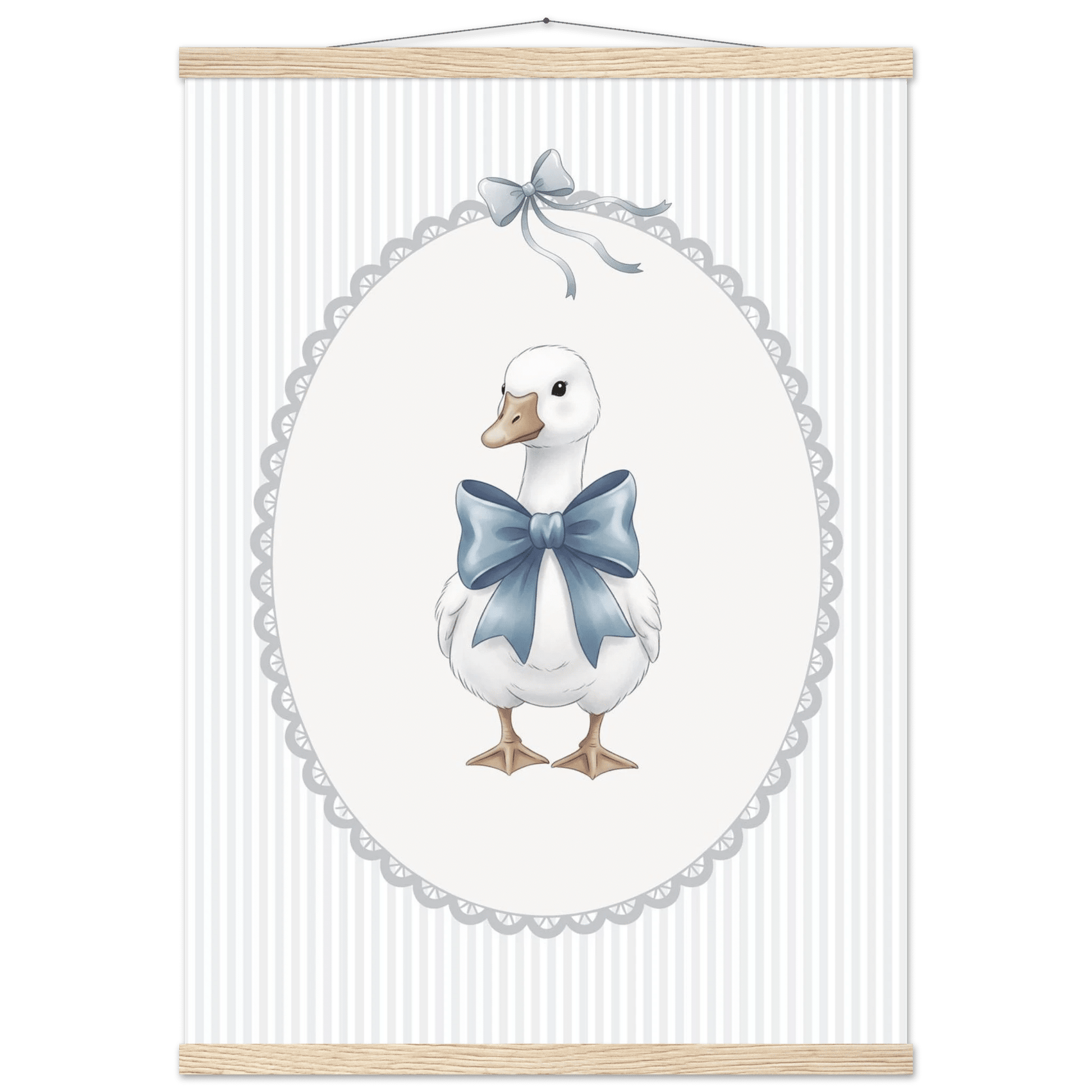 Blue Bow Duck Nursery Poster – Sweet Baby Room Wall Art Print - Evergreen Posters