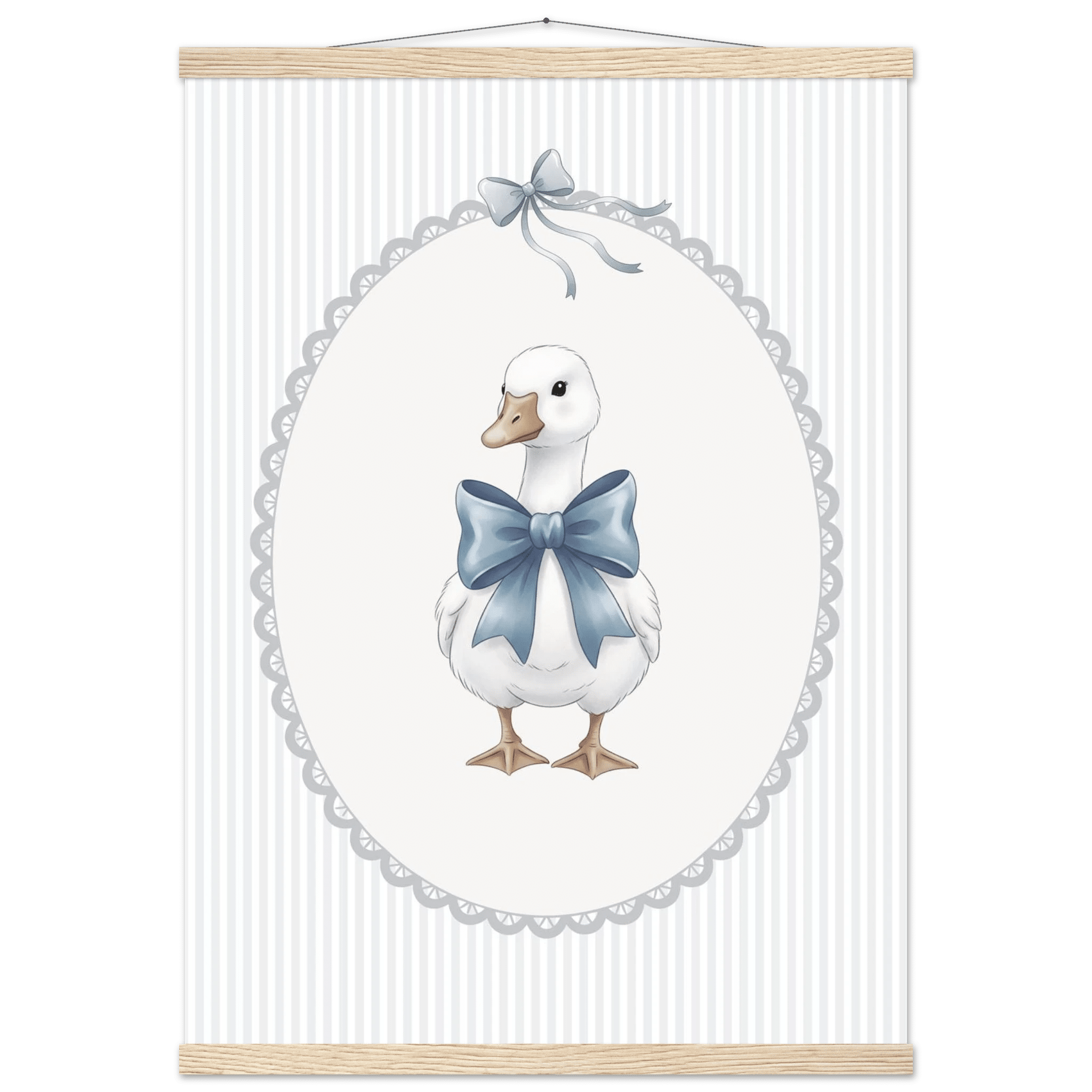 Blue Bow Duck Nursery Poster – Sweet Baby Room Wall Art Print - Evergreen Posters