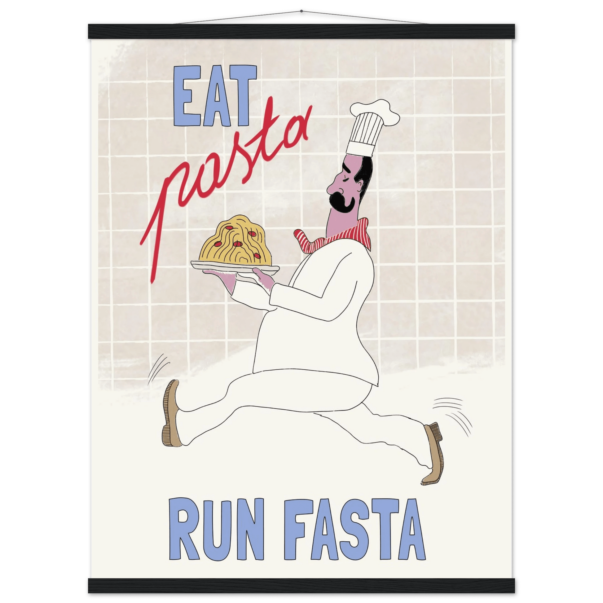 Eat Pasta Run Fasta Poster – Fun Kitchen Wall Art Print (Digital & Printed Options) - Evergreen Posters