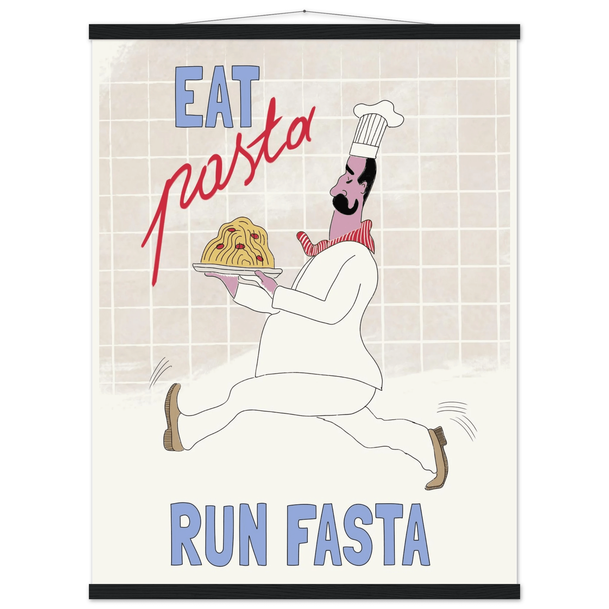 Eat Pasta Run Fasta Poster – Fun Kitchen Wall Art Print (Digital & Printed Options) - Evergreen Posters