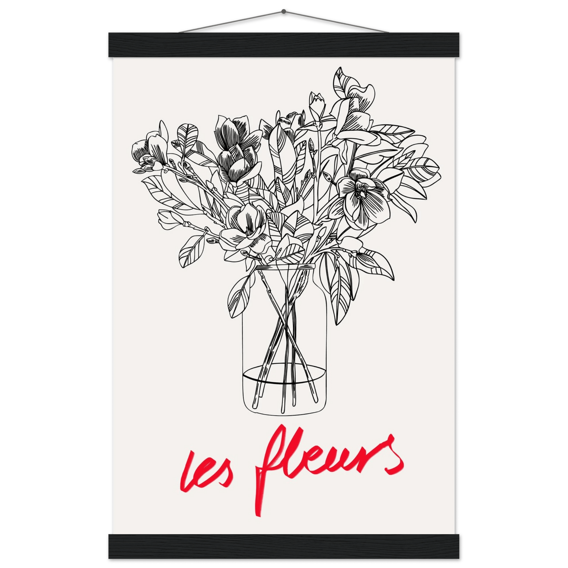 Les Fleurs Botanical Poster | French Flower Line Art Print | Minimalist Floral Wall Decor - Evergreen Posters
