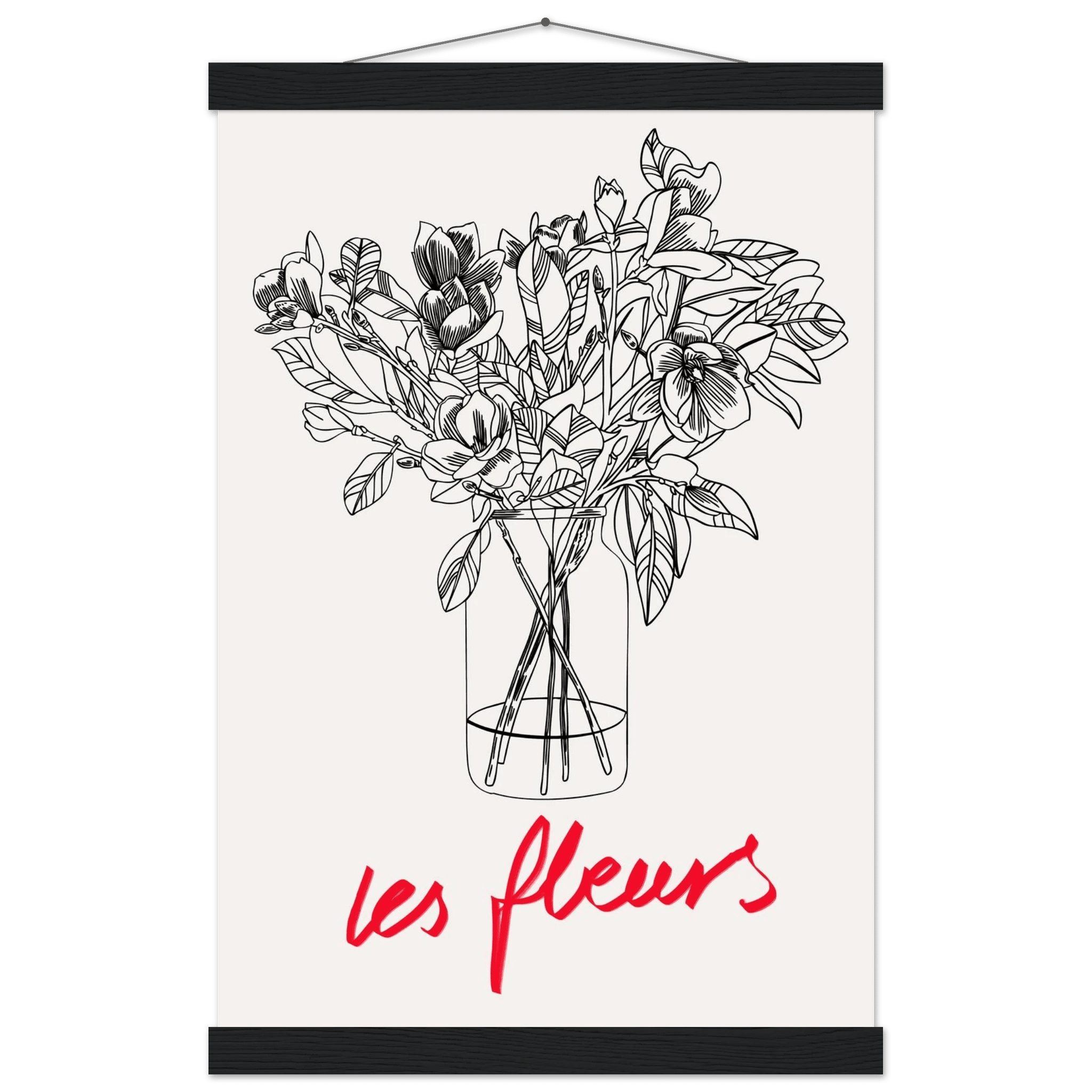Les Fleurs Botanical Poster | French Flower Line Art Print | Minimalist Floral Wall Decor - Evergreen Posters