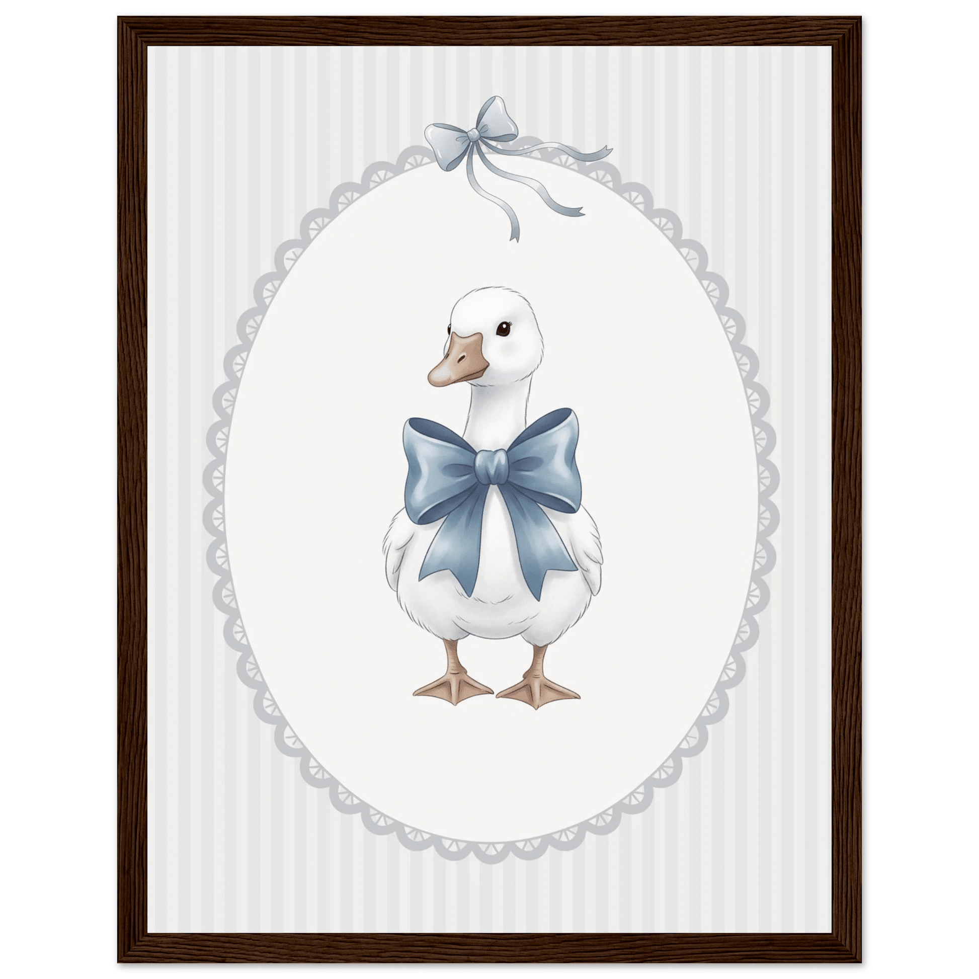 Blue Bow Duck Nursery Poster – Sweet Baby Room Wall Art Print - Evergreen Posters