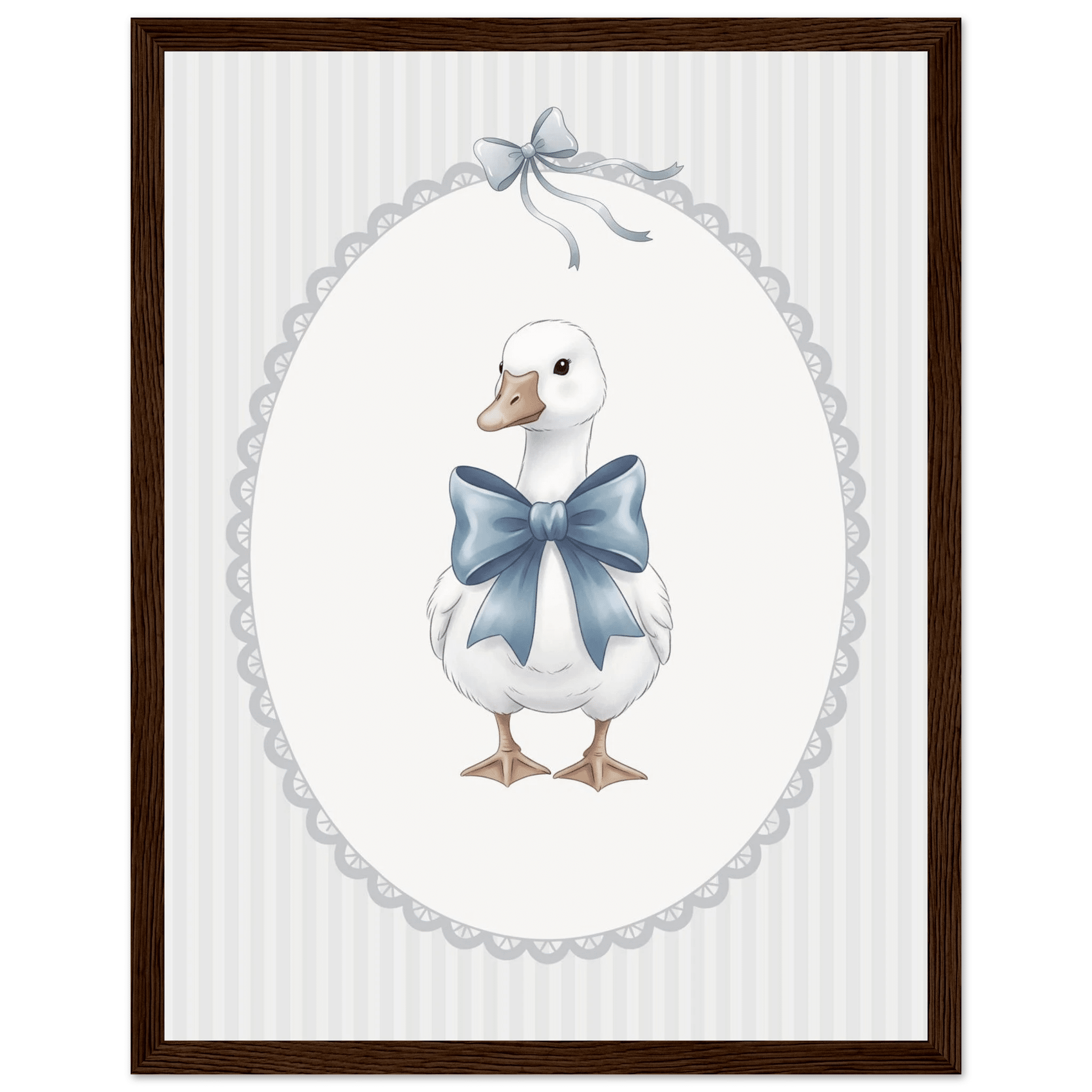 Blue Bow Duck Nursery Poster – Sweet Baby Room Wall Art Print - Evergreen Posters