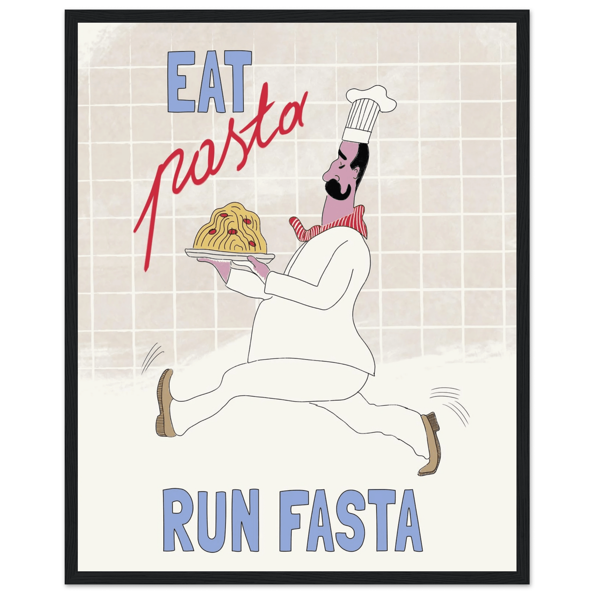 Eat Pasta Run Fasta Poster – Fun Kitchen Wall Art Print (Digital & Printed Options) - Evergreen Posters