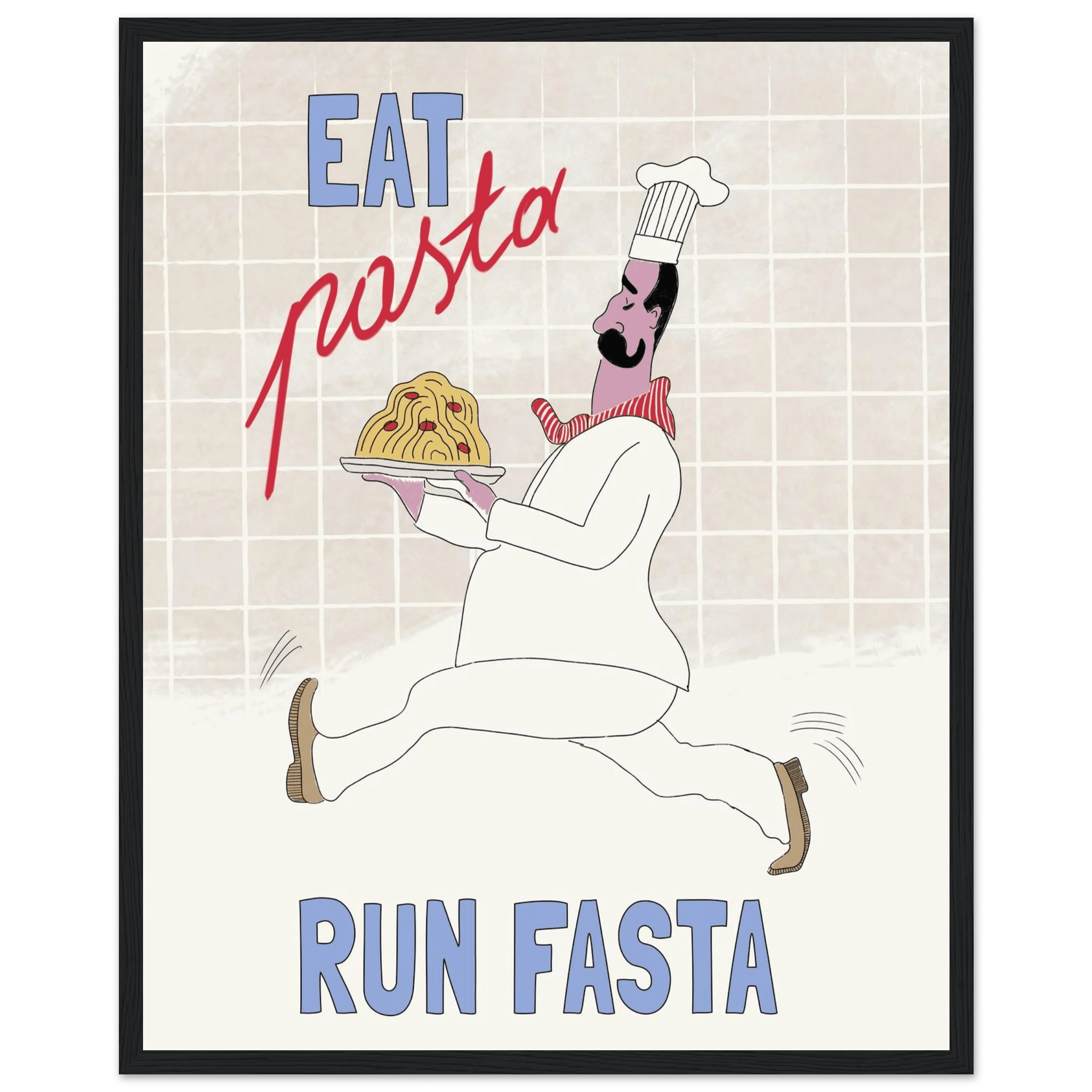 Eat Pasta Run Fasta Poster – Fun Kitchen Wall Art Print (Digital & Printed Options) - Evergreen Posters