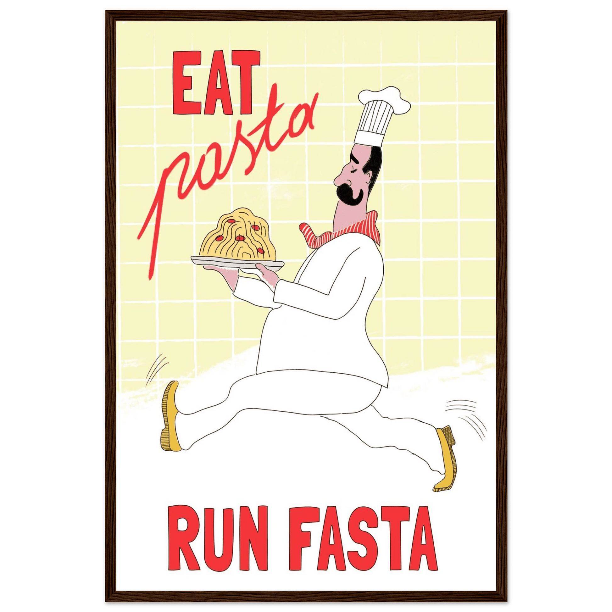 Eat Pasta Run Fasta Poster – Playful Kitchen Wall Art Print (Digital & Printed Options) - Evergreen Posters